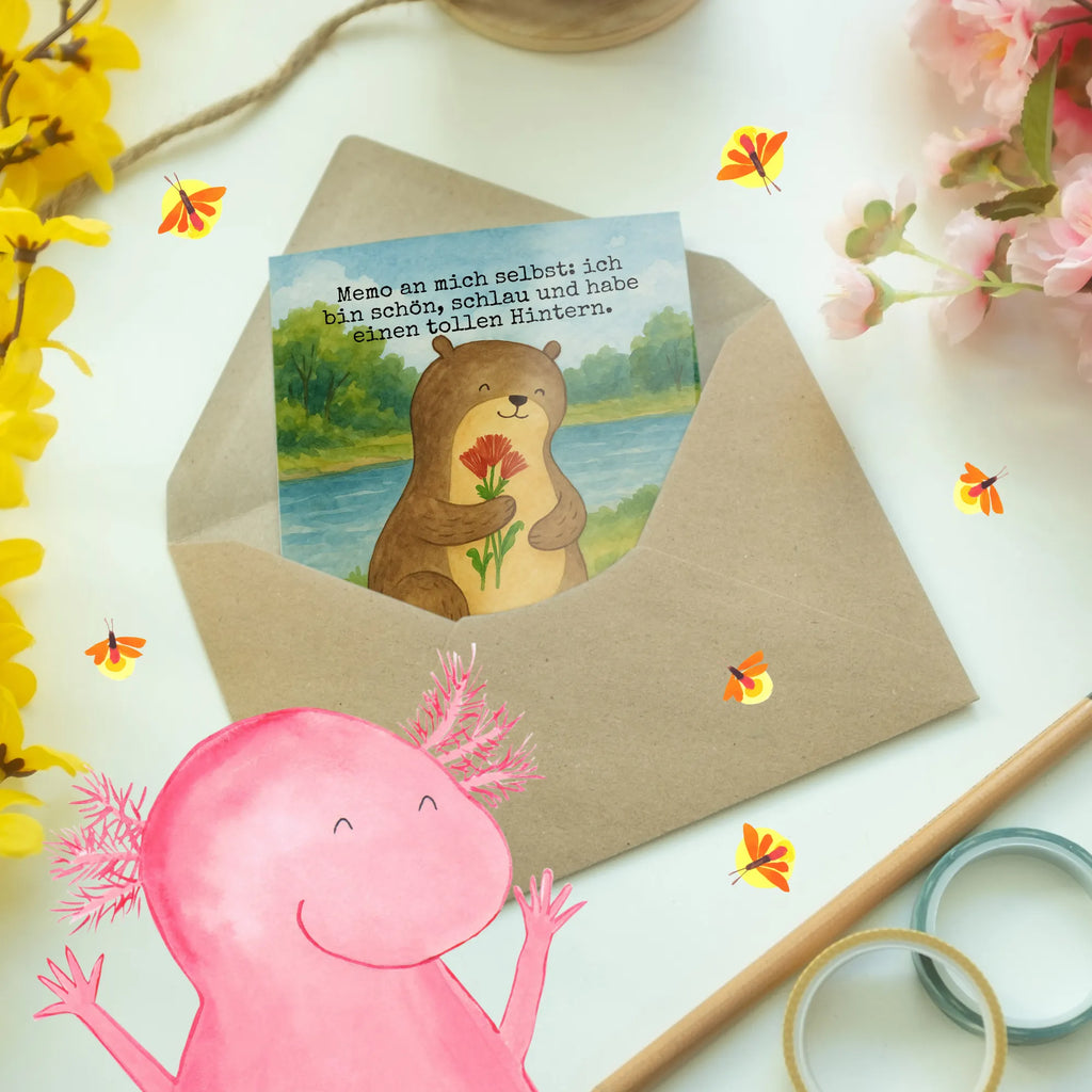 Greetings card otter Bunch of flowers Design Ansichtskarten, Einladungskarte, Grußkarte, Klappkarte, Hochzeitskarte, Glückwunschkarte, Karte, Geburtstagskarte, Otter, Fischotter, Seeotter, Otter Seeotter See Otter