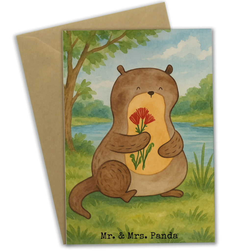 Greetings card otter Bunch of flowers Design Ansichtskarten, Einladungskarte, Grußkarte, Klappkarte, Hochzeitskarte, Glückwunschkarte, Karte, Geburtstagskarte, Otter, Fischotter, Seeotter, Otter Seeotter See Otter