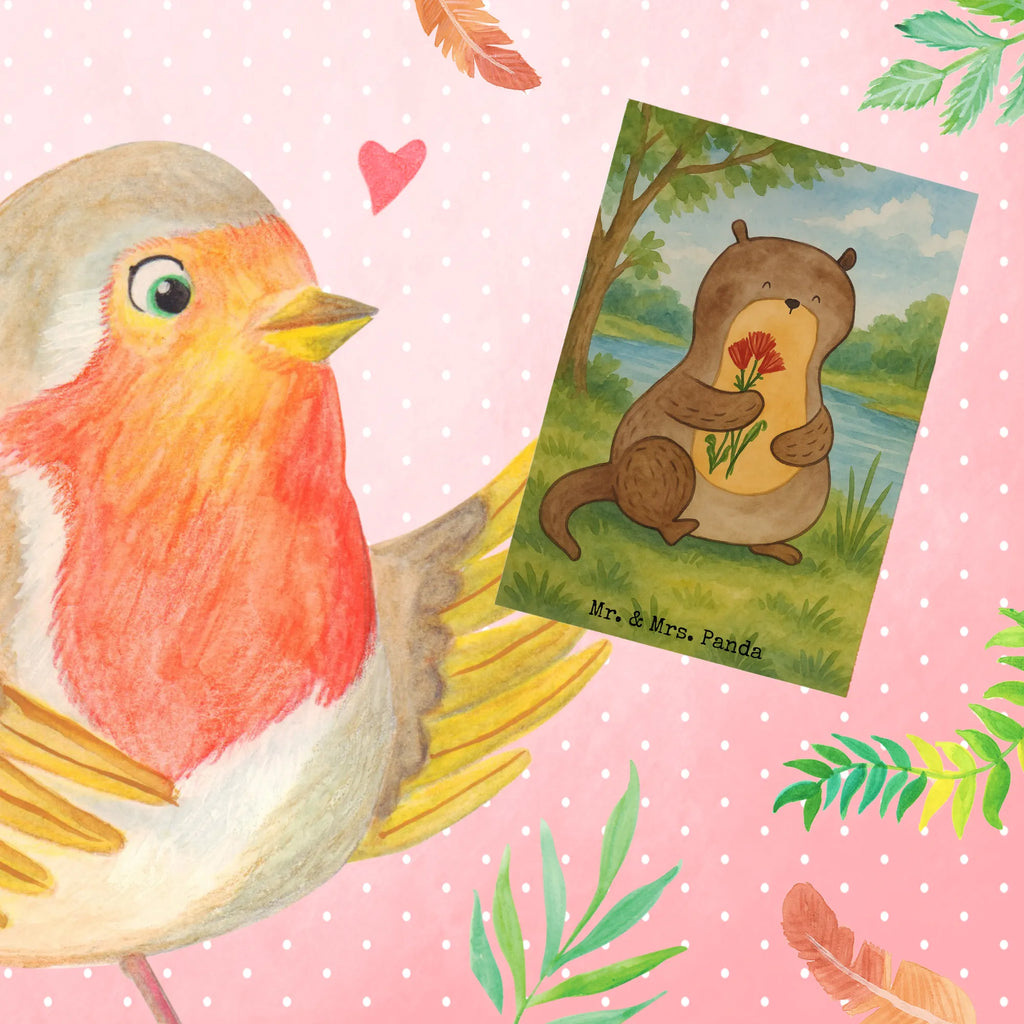 Greetings card otter Bunch of flowers Design Ansichtskarten, Einladungskarte, Grußkarte, Klappkarte, Hochzeitskarte, Glückwunschkarte, Karte, Geburtstagskarte, Otter, Fischotter, Seeotter, Otter Seeotter See Otter