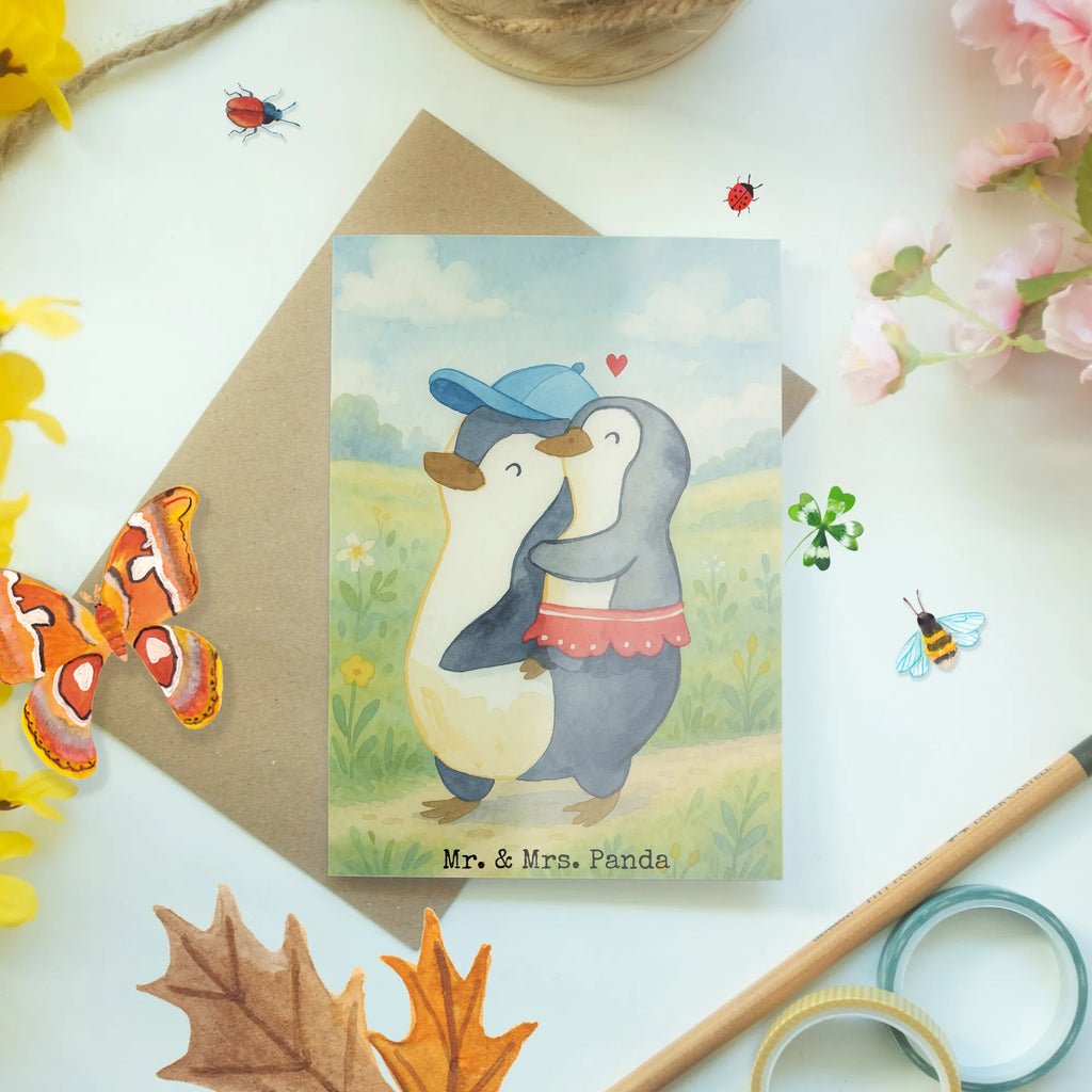 Kartka okolicznościowa Pingwinek Mała Siostra Design Ansichtskarten, Grußkarte, Einladungskarte, Hochzeitskarte, Geburtstagskarte, Karte, Klappkarte, Glückwunschkarte, Familie, Vatertag, Muttertag, Bruder, Schwester, Mama, Papa, Oma, Opa