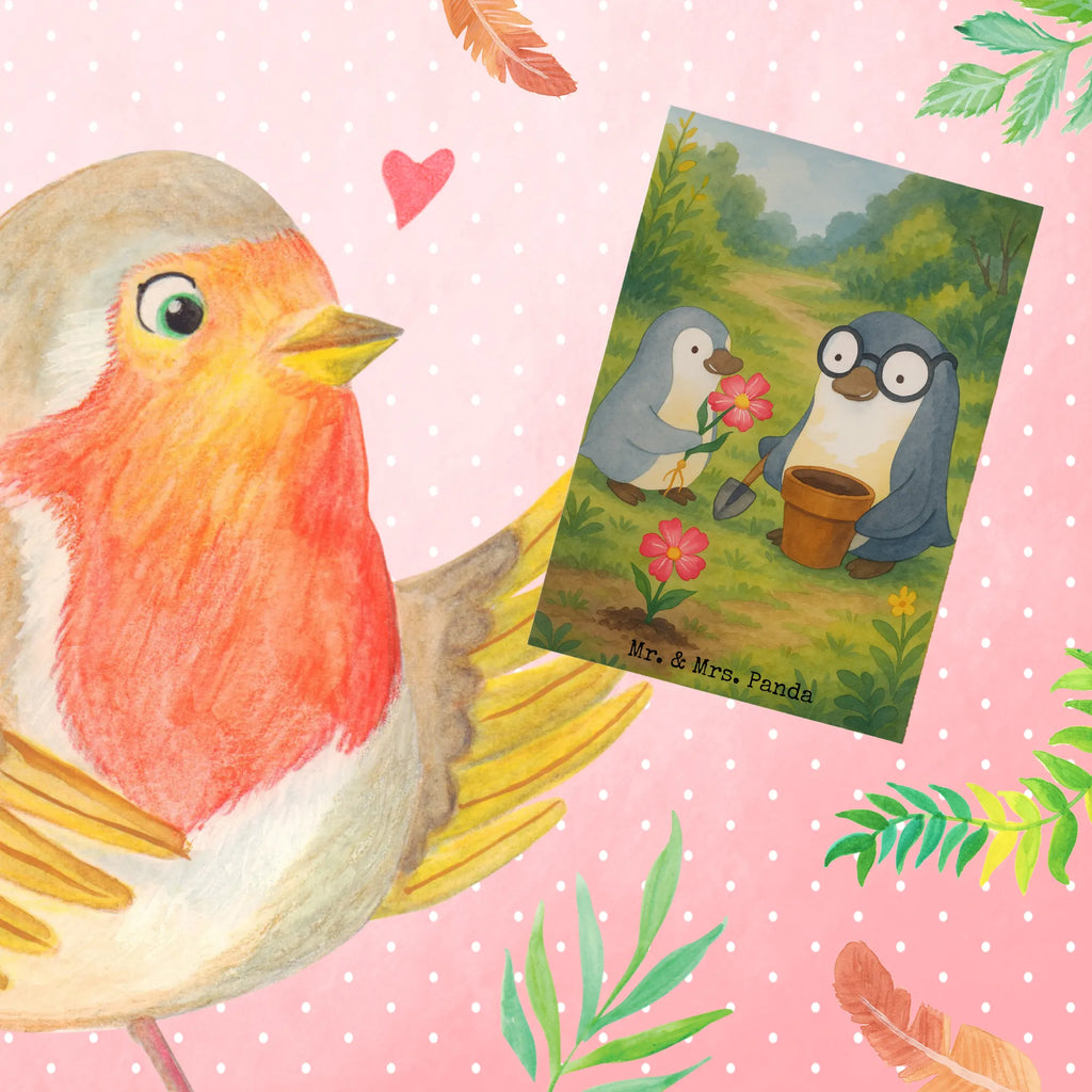 Greetings card Penguin grandpa planting flowers Design Einladungskarte, Hochzeitskarte, Klappkarte, Grußkarte, Karte, Ansichtskarten, Geburtstagskarte, Glückwunschkarte, Familie, Vatertag, Muttertag, Bruder, Schwester, Mama, Papa, Oma, Opa, Lieblingsopa, Großvater, bester Opa, Opi