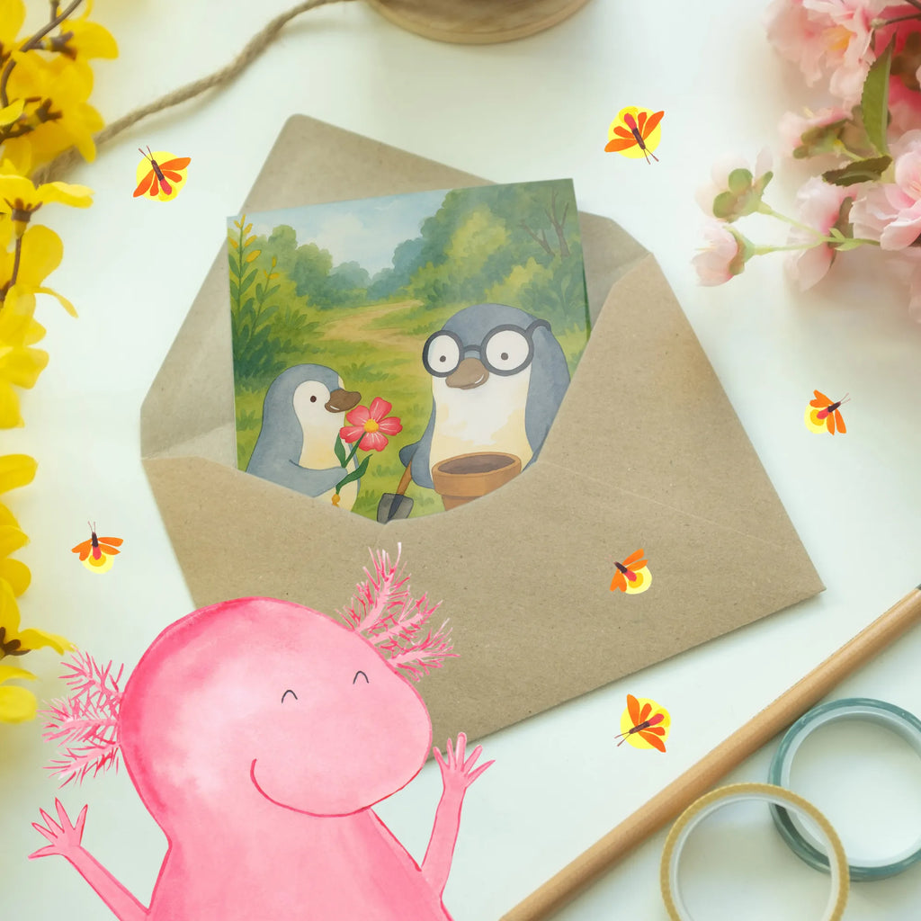 Greetings card Penguin grandpa planting flowers Design Einladungskarte, Hochzeitskarte, Klappkarte, Grußkarte, Karte, Ansichtskarten, Geburtstagskarte, Glückwunschkarte, Familie, Vatertag, Muttertag, Bruder, Schwester, Mama, Papa, Oma, Opa, Lieblingsopa, Großvater, bester Opa, Opi