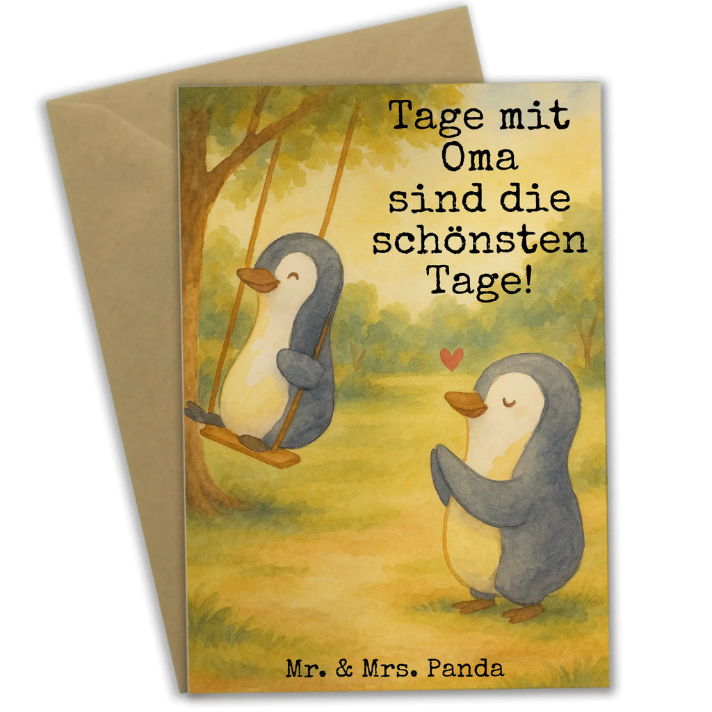 Kartka okolicznościowa Babcia pingwin na huśtawce Design Grußkarte, Klappkarte, Einladungskarte, Glückwunschkarte, Hochzeitskarte, Geburtstagskarte, Karte, Ansichtskarten, Familie, Vatertag, Muttertag, Bruder, Schwester, Mama, Papa, Oma, Opa, beste Oma, Lieblingsoma, Geschenk für Oma, Omi, Großmutter