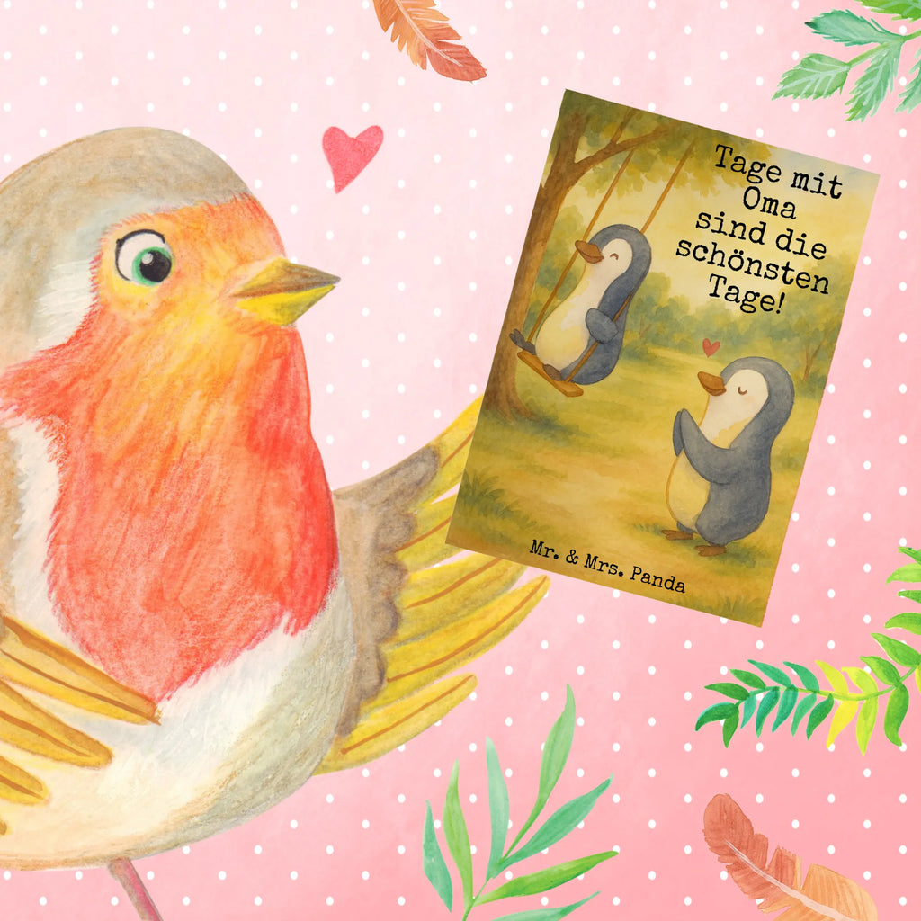 Kartka okolicznościowa Babcia pingwin na huśtawce Design Grußkarte, Klappkarte, Einladungskarte, Glückwunschkarte, Hochzeitskarte, Geburtstagskarte, Karte, Ansichtskarten, Familie, Vatertag, Muttertag, Bruder, Schwester, Mama, Papa, Oma, Opa, beste Oma, Lieblingsoma, Geschenk für Oma, Omi, Großmutter