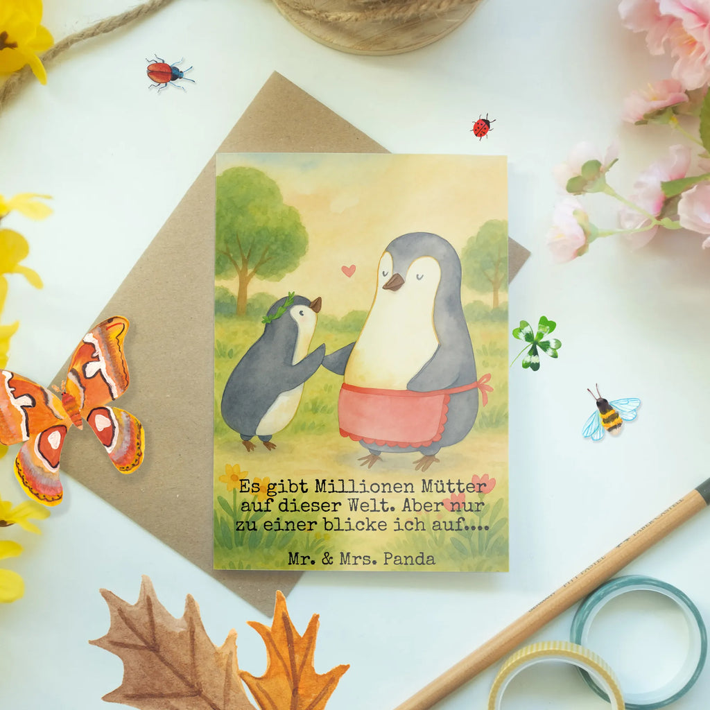 Grußkarte Pinguin mit Kind Design Grußkarte, Klappkarte, Einladungskarte, Glückwunschkarte, Hochzeitskarte, Geburtstagskarte, Karte, Ansichtskarten, Familie, Vatertag, Muttertag, Bruder, Schwester, Mama, Papa, Oma, Opa, Geschenk, Mami, Mutti, Mutter, Geburststag
