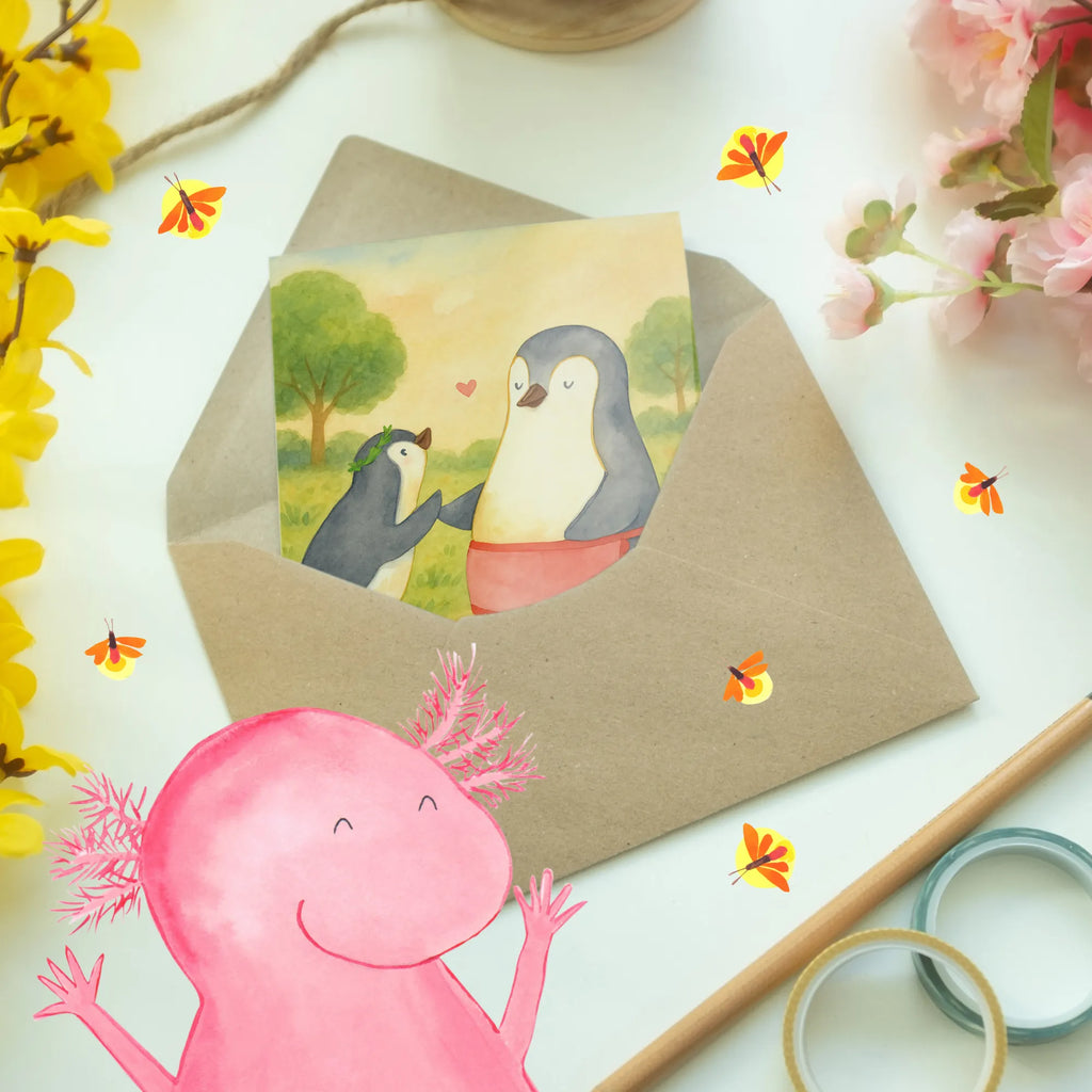 Grußkarte Pinguin mit Kind Design Grußkarte, Klappkarte, Einladungskarte, Glückwunschkarte, Hochzeitskarte, Geburtstagskarte, Karte, Ansichtskarten, Familie, Vatertag, Muttertag, Bruder, Schwester, Mama, Papa, Oma, Opa, Geschenk, Mami, Mutti, Mutter, Geburststag