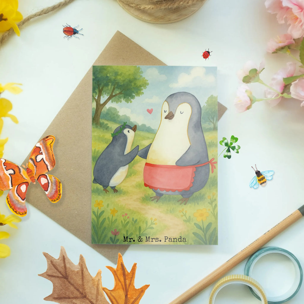 Grußkarte Pinguin mit Kind Design Grußkarte, Klappkarte, Einladungskarte, Glückwunschkarte, Hochzeitskarte, Geburtstagskarte, Karte, Ansichtskarten, Familie, Vatertag, Muttertag, Bruder, Schwester, Mama, Papa, Oma, Opa, Geschenk, Mami, Mutti, Mutter, Geburststag