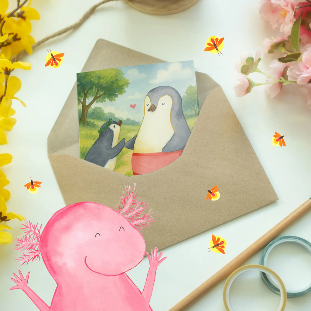 Grußkarte Pinguin mit Kind Design Grußkarte, Klappkarte, Einladungskarte, Glückwunschkarte, Hochzeitskarte, Geburtstagskarte, Karte, Ansichtskarten, Familie, Vatertag, Muttertag, Bruder, Schwester, Mama, Papa, Oma, Opa, Geschenk, Mami, Mutti, Mutter, Geburststag