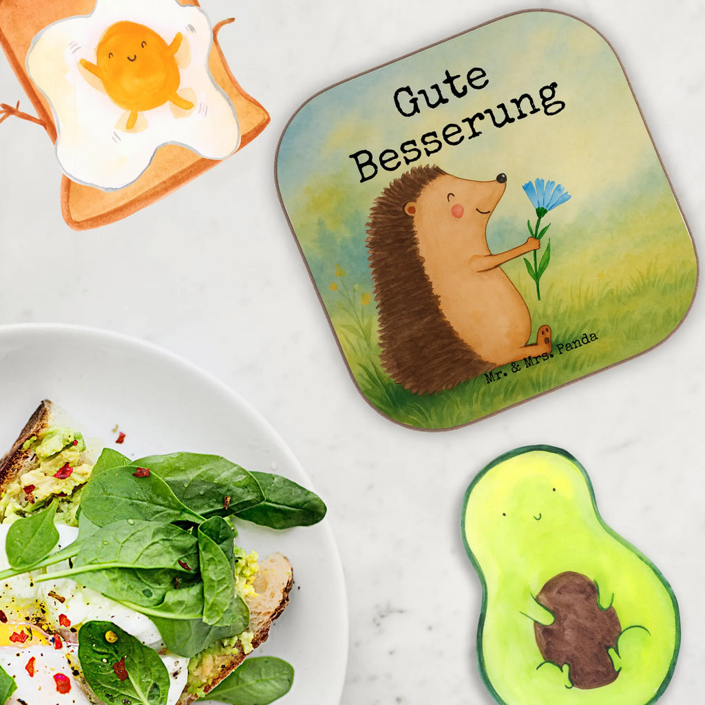 Square coaster Hedgehog Flower Design Korkuntersetzer, Holzuntersetzer, Bierdeckel, Untersetzer, Untersetzer aus Holz, Untersetzer Holz, Untersetzer Gläser, Glasuntersetzer, Untersetzer Design, Getränkeuntersetzer, Tassen Untersetzer, Untersetzer für Gläser, Tiermotive, Gute Laune, lustige Sprüche, Tiere, Besuch, Igel, Krankenhaus, Gute Besserung, krank, Genesungswünsche, Krankheit