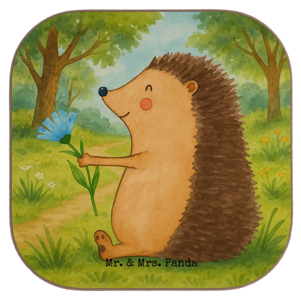 Square coaster Hedgehog Flower Design Korkuntersetzer, Holzuntersetzer, Bierdeckel, Untersetzer, Untersetzer aus Holz, Untersetzer Holz, Untersetzer Gläser, Glasuntersetzer, Untersetzer Design, Getränkeuntersetzer, Tassen Untersetzer, Untersetzer für Gläser, Tiermotive, Gute Laune, lustige Sprüche, Tiere, Besuch, Igel, Krankenhaus, Gute Besserung, krank, Genesungswünsche, Krankheit