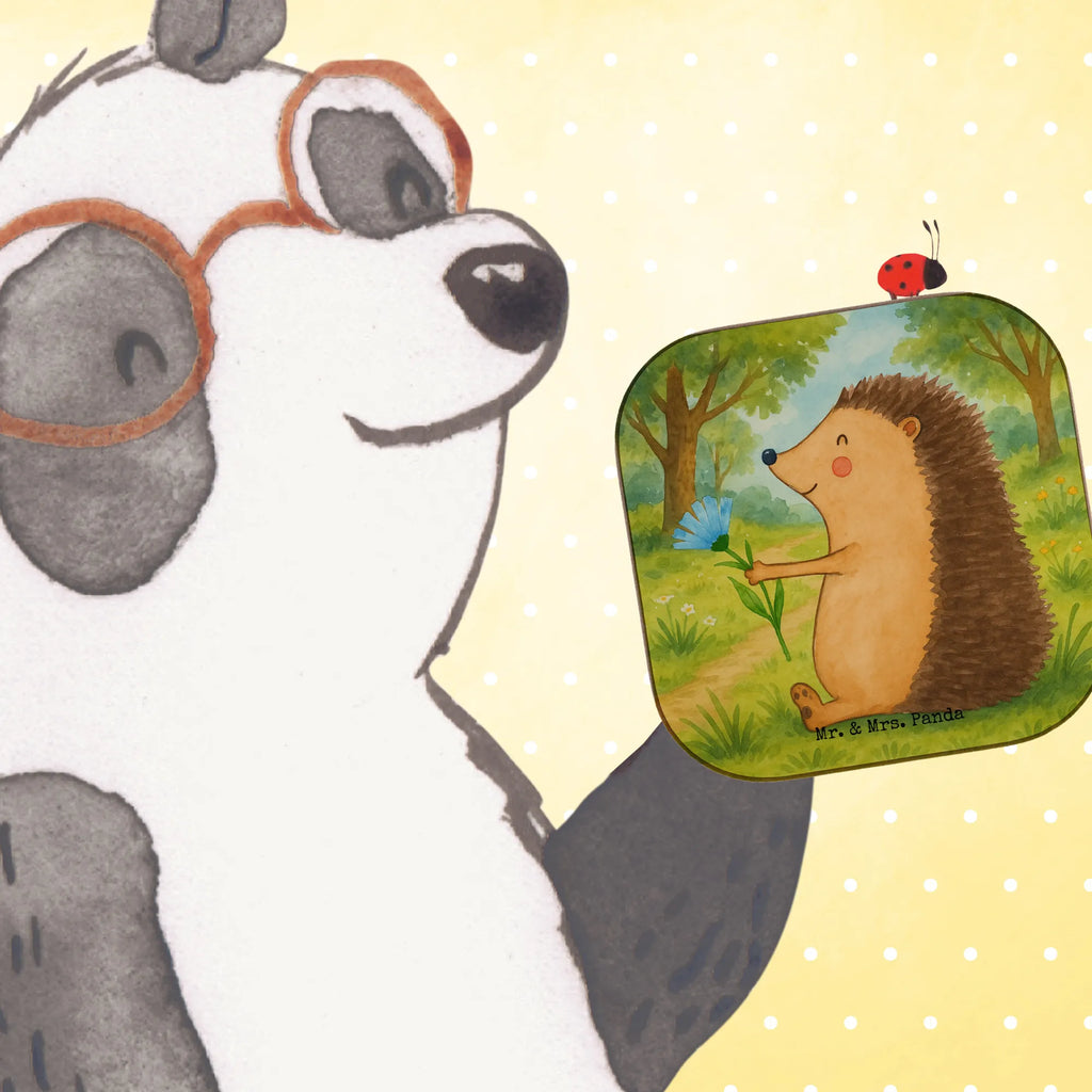 Square coaster Hedgehog Flower Design Korkuntersetzer, Holzuntersetzer, Bierdeckel, Untersetzer, Untersetzer aus Holz, Untersetzer Holz, Untersetzer Gläser, Glasuntersetzer, Untersetzer Design, Getränkeuntersetzer, Tassen Untersetzer, Untersetzer für Gläser, Tiermotive, Gute Laune, lustige Sprüche, Tiere, Besuch, Igel, Krankenhaus, Gute Besserung, krank, Genesungswünsche, Krankheit