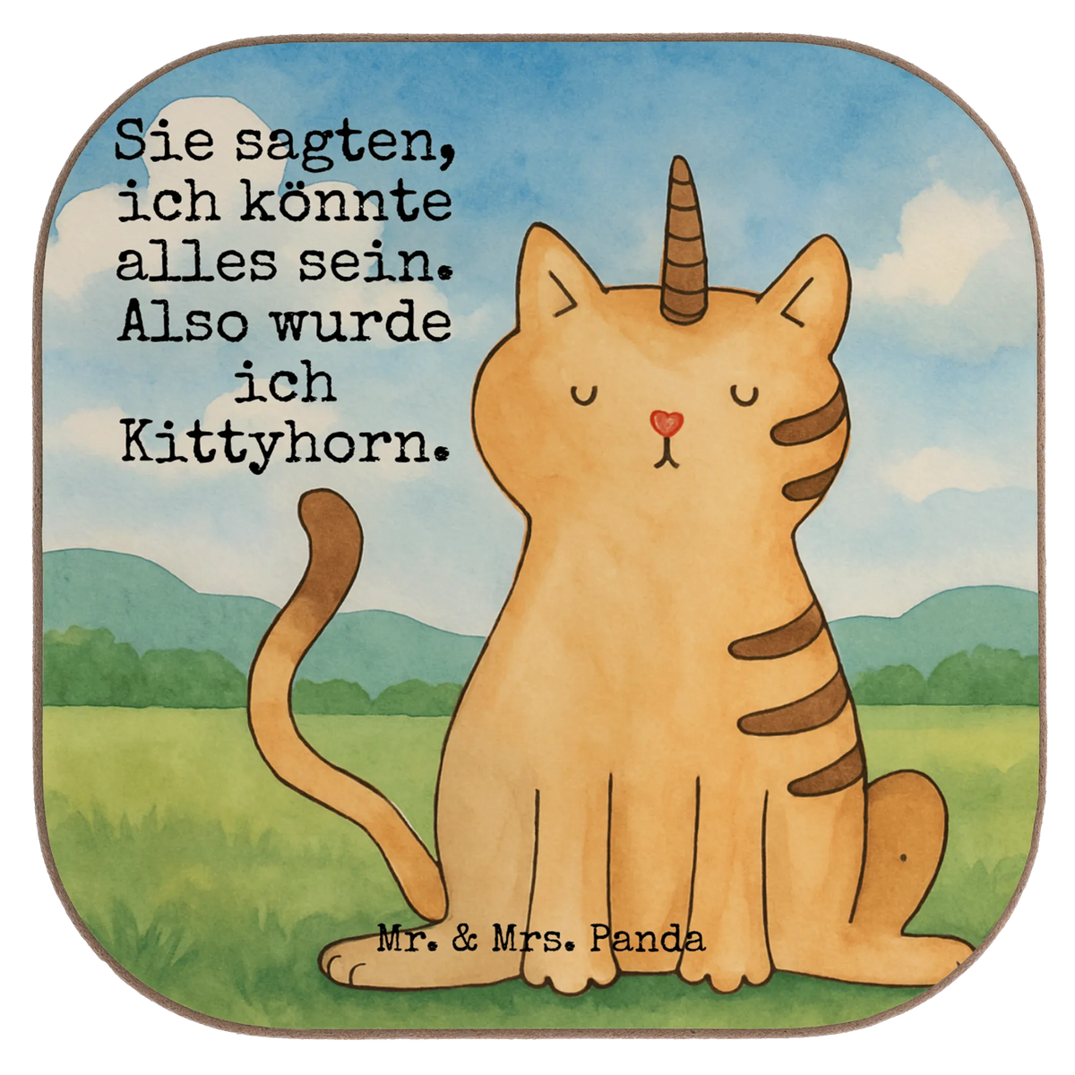 Square coaster unicorn Cat Design Rainbow, cat present, Kittycorn, cat gift, Kitty, cat lover