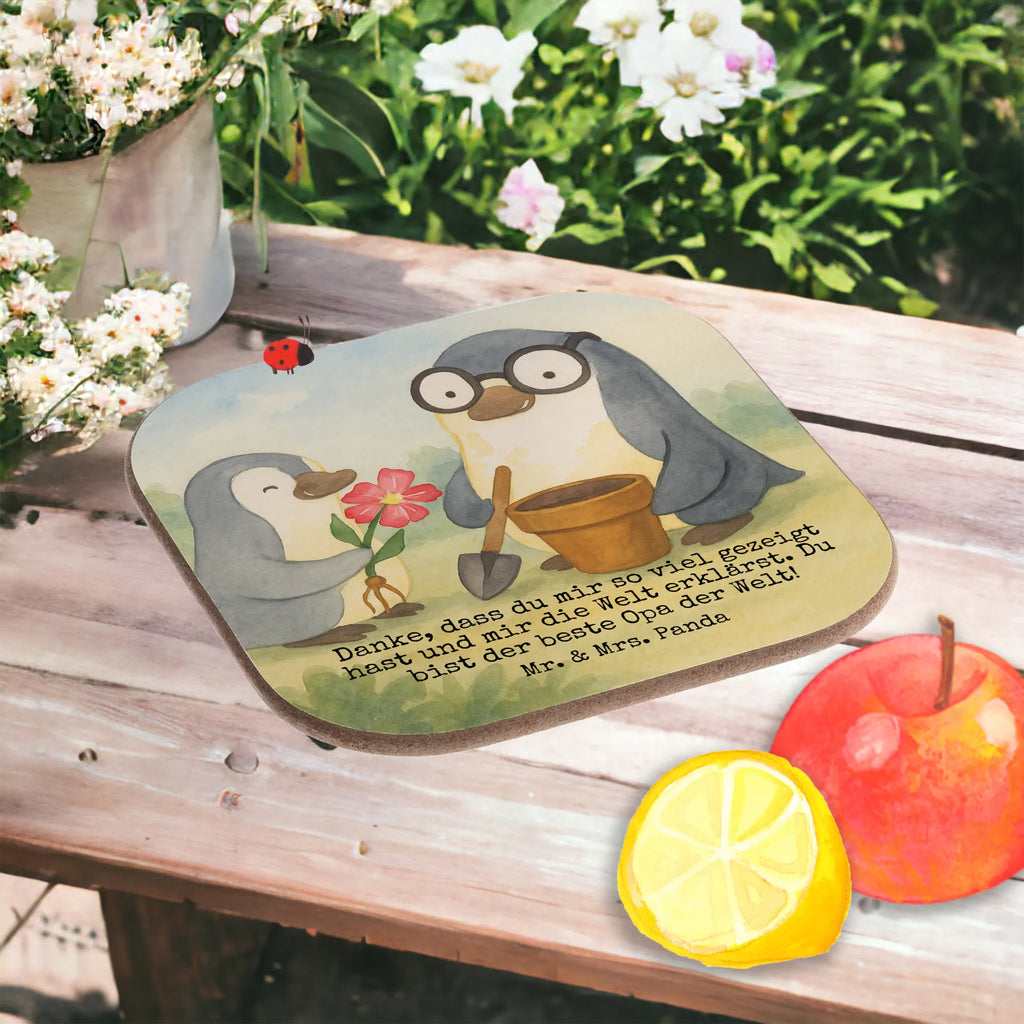 Untersetzer Pinguin Opa Blumen pflanzen Design