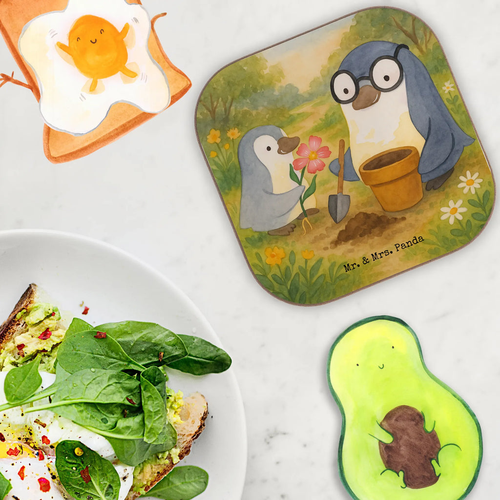 Untersetzer Pinguin Opa Blumen pflanzen Design