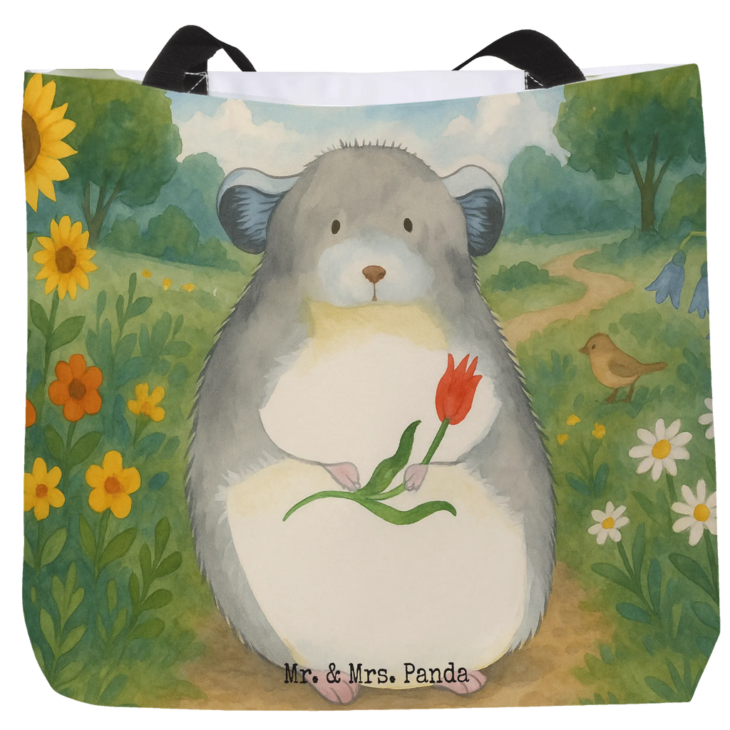 Shopper Chinchilla Blume Design Beutel, Strandtasche, Schulbeutel, Freizeittasche, Tasche, Alltagstasche, Einkaufsbeutel, Schultasche, Tragebeutel, Einkaufstasche, Shopper, Tiermotive, Gute Laune, lustige Sprüche, Tiere, Chinchilla, Büro, Chaos, Liebeskummer, Büroalltag, Kummer, traurig sein, Glücklichsein, Chinchillas, Depressionen