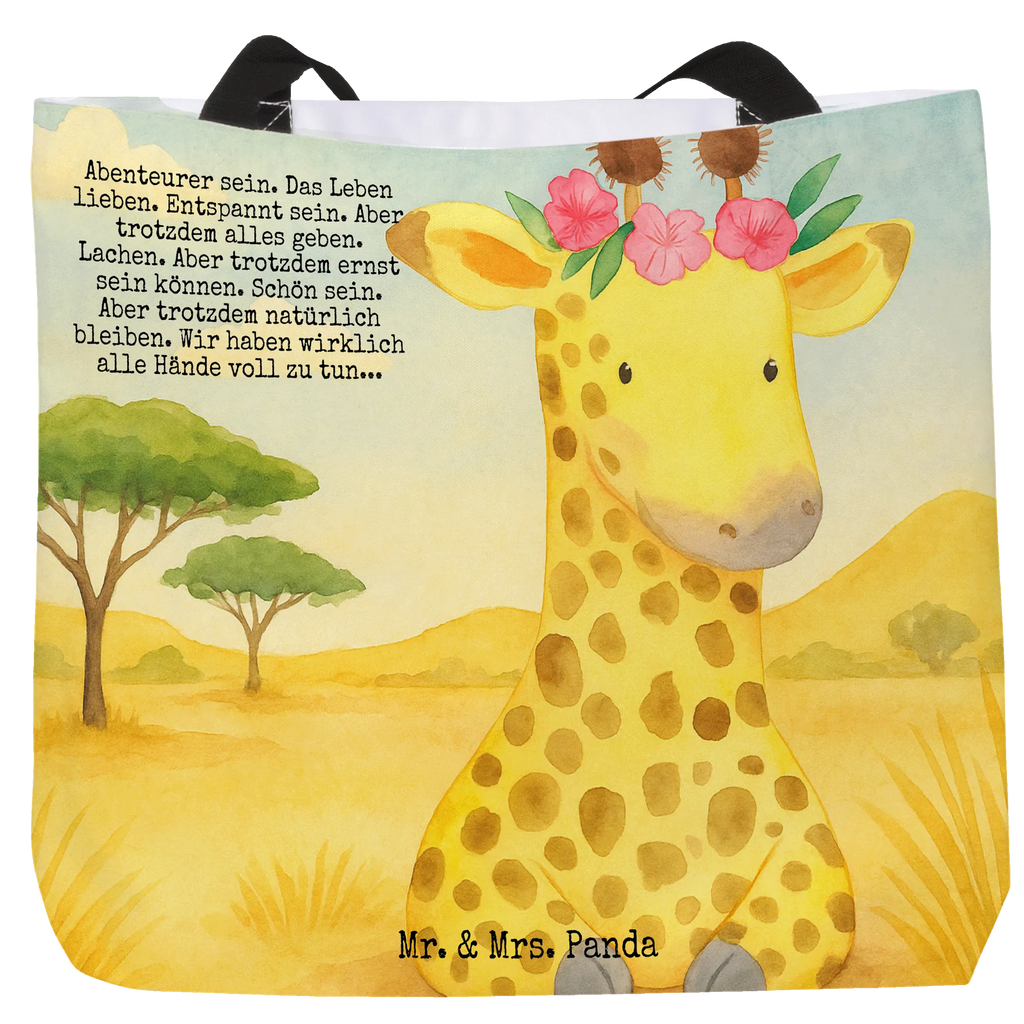Shopper Giraffe Blumenkranz Design Beutel, Einkaufstasche, Tasche, Strandtasche, Einkaufsbeutel, Shopper, Schultasche, Freizeittasche, Tragebeutel, Schulbeutel, Alltagstasche, Afrika, Wildtiere, Giraffe, Blumenkranz, Abenteurer, Selbstliebe, Freundin