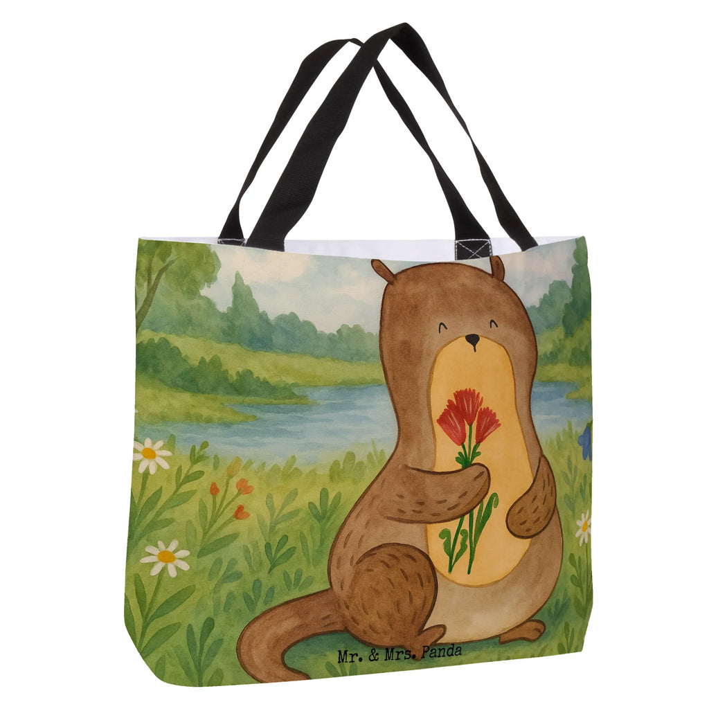 Shopper otter Bunch of flowers Design Tragebeutel, Tasche, Shopper, Schulbeutel, Einkaufstasche, Freizeittasche, Einkaufsbeutel, Strandtasche, Beutel, Alltagstasche, Schultasche, Otter, Fischotter, Seeotter, Otter Seeotter See Otter