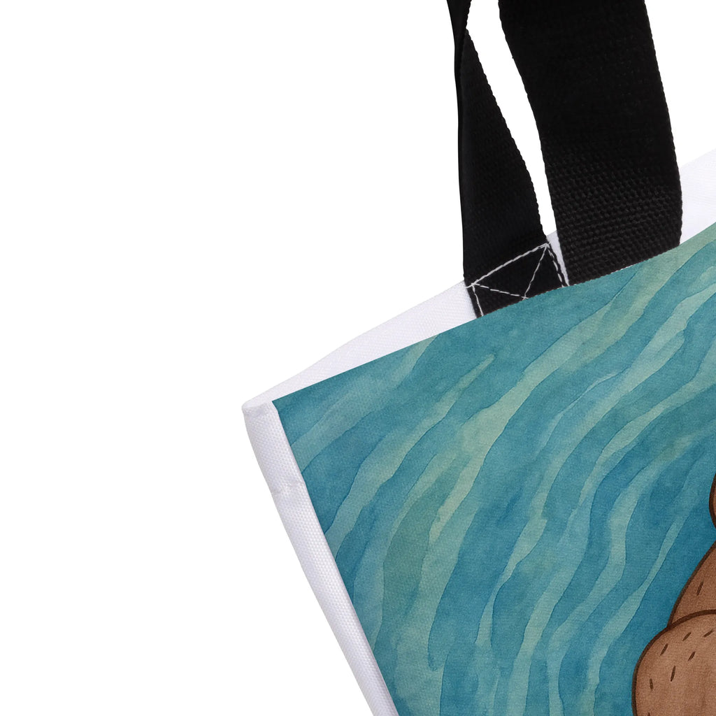 Shopper wydra muszla Design Strandtasche, Schultasche, Einkaufsbeutel, Einkaufstasche, Shopper, Beutel, Tragebeutel, Tasche, Schulbeutel, Alltagstasche, Freizeittasche, Otter, Fischotter, Seeotter, grübeln, Tagträumen, Otterliebe, träumen, Büro, Motivation