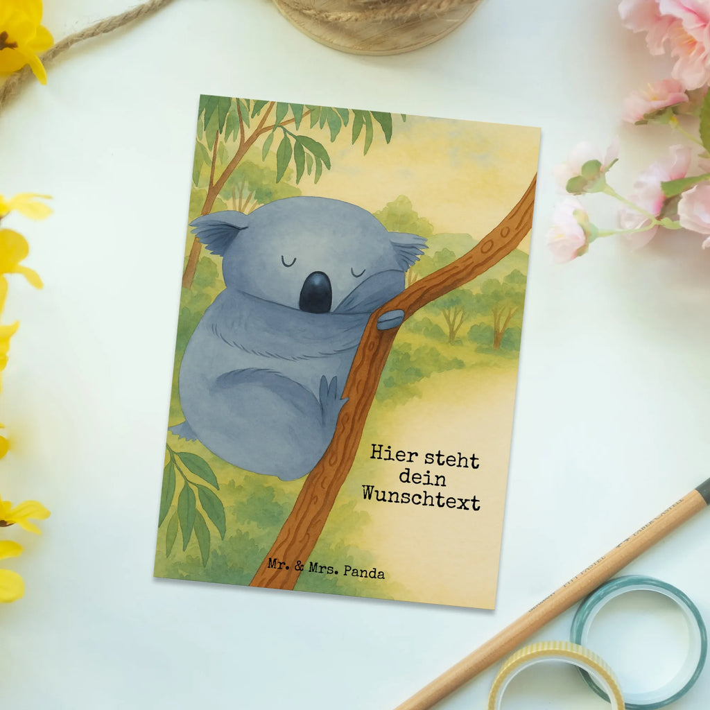 Personalised postcard koala Design Postkarte mit Namen, Ansichtskarte mit Namen, Einladung mit Namen, Karte mit Namen, Geschenkkarte mit Wunschtext, Geschenkkarte mit Namen, Postkarte mit Wunschtext, Grußkarte mit Namen, Einladung mit Wunschtext, Ansichtskarte mit Wunschtext, Postkarte bedrucken, Karte mit Wunschtext, Postkarte personalisierbar, Grußkarte mit Wunschtext, Tiermotive, Gute Laune, lustige Sprüche, Tiere, schlafen, Traum, Bär, Schlafzimmer, Koala, Koalabär, träumen, Traumland