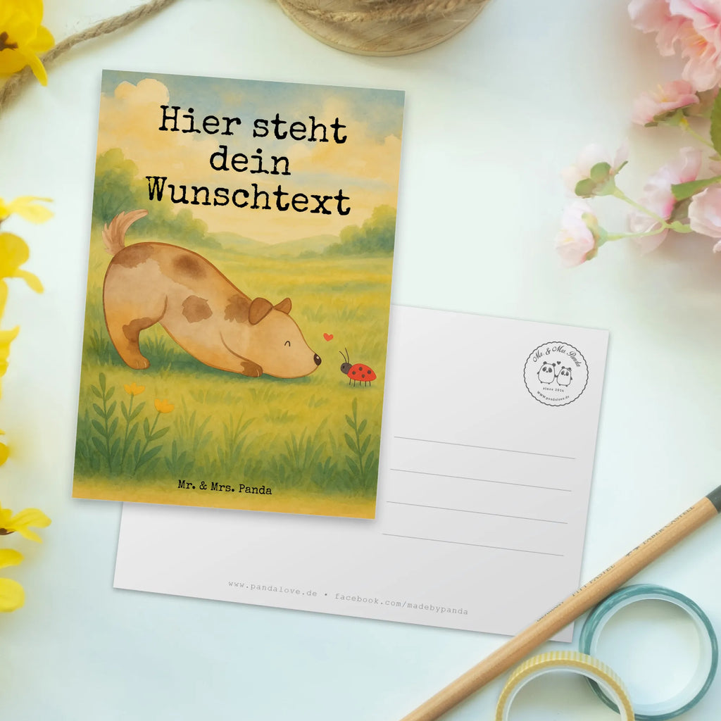 Personalised postcard Dog ladybug Design Geschenkkarte mit Wunschtext, Einladung mit Wunschtext, Grußkarte mit Wunschtext, Karte mit Namen, Ansichtskarte mit Wunschtext, Grußkarte mit Namen, Postkarte personalisierbar, Postkarte mit Wunschtext, Postkarte mit Namen, Ansichtskarte mit Namen, Einladung mit Namen, Postkarte bedrucken, Karte mit Wunschtext, Geschenkkarte mit Namen, Hund, Hundemotiv, Haustier, Hunderasse, Tierliebhaber, Hundebesitzer, Sprüche, Hunde, Marienkäfer, Mischlinghund, Mischling, Hundespruch
