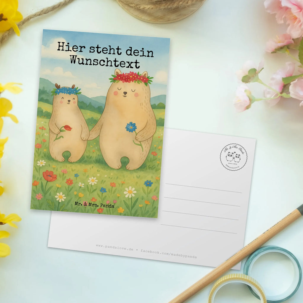 Personalised postcard Bears with flower crown Design Postkarte mit Namen, Postkarte bedrucken, Postkarte mit Wunschtext, Postkarte personalisierbar, Geschenkkarte mit Namen, Grußkarte mit Namen, Karte mit Namen, Einladung mit Namen, Ansichtskarte mit Namen, Geschenkkarte mit Wunschtext, Grußkarte mit Wunschtext, Karte mit Wunschtext, Einladung mit Wunschtext, Ansichtskarte mit Wunschtext, Familie, Vatertag, Muttertag, Bruder, Schwester, Mama, Papa, Oma, Opa, Bär, Bären, Mutter, Mutti, Mami, Lieblingsmensch, Lieblingsmama, beste Mutter, weltbeste Mama, Geschenk Mama. Muttertag, Tochter, Kind, Kinder, Töchter, Family, Vorbild