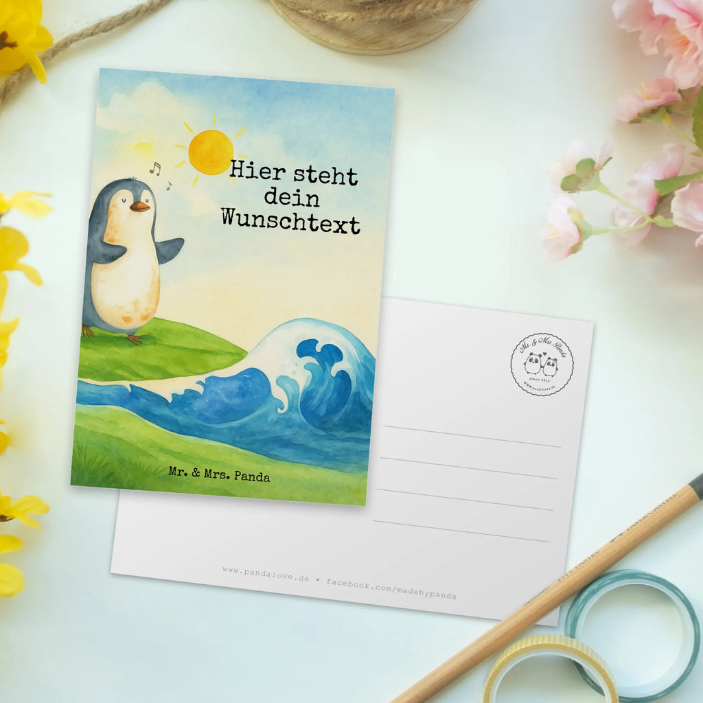 Personalised postcard Penguin surfer Design Postkarte mit Namen, Karte mit Wunschtext, Postkarte mit Wunschtext, Ansichtskarte mit Wunschtext, Geschenkkarte mit Wunschtext, Postkarte bedrucken, Grußkarte mit Wunschtext, Ansichtskarte mit Namen, Einladung mit Wunschtext, Geschenkkarte mit Namen, Einladung mit Namen, Grußkarte mit Namen, Karte mit Namen, Postkarte personalisierbar, Pinguin, Pinguine, Urlaub, Wellen, Wellen reiten, Portugal, Surfer, Hawaii, surfen