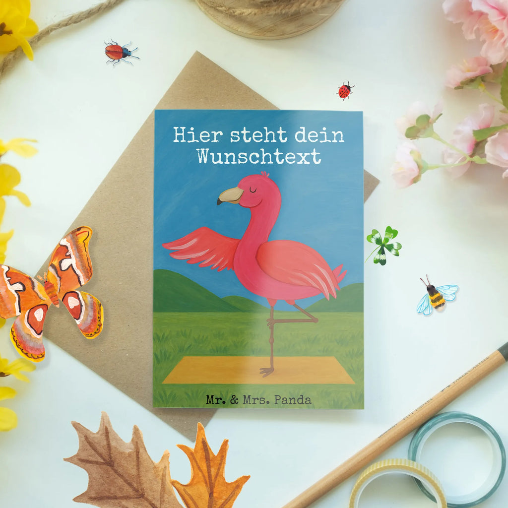 Personalised greetings card Flamingo joga Design Grußkarte mit persönlichen Nachrichten, Personalisierte Geburtstagskarte, Personalisierte Karte, Grußkarte selbst gestalten, Grußkarten personalisiert, Grußkarte als Geldgeschenk, Personalisierte Einladungskarte, Personalisierte Grußkarte, Personalisiertere Klappkarte, Grußkarte mit Namen, Personalisierte Glückwunschkarte, Personalisierte Hochzeitskarte, Grußkarte selber drucken, Flamingo, Entspannung, Ärger, Aufregen, Tiefenentspannung, Vogel, Achtsamkeit, Yoga, Namaste, Yoga-Übung