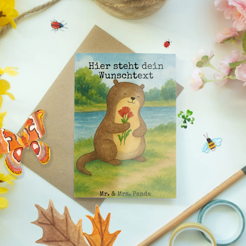 Personalisierte Grußkarte Otter Blumenstrauß Design Personalisierte Geburtstagskarte, Grußkarte selbst gestalten, Personalisierte Einladungskarte, Grußkarte mit Namen, Grußkarten personalisiert, Personalisierte Glückwunschkarte, Personalisierte Karte, Grußkarte mit persönlichen Nachrichten, Grußkarte als Geldgeschenk, Grußkarte selber drucken, Personalisierte Grußkarte, Personalisierte Hochzeitskarte, Personalisiertere Klappkarte, Otter, Fischotter, Seeotter, Otter Seeotter See Otter
