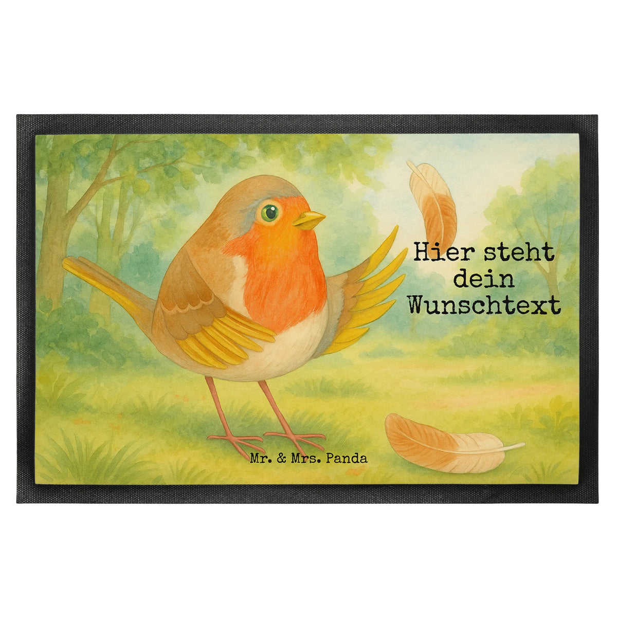 Personalized doormat robin feathers Design small animals, cute, cute animal motives, hand drawn, funny sayings, good mood, special gifts, animal lover, gift ideas, gifts, card, slogan motivation, flying, motivation slogans, slogan courage, motivation pictures, bird, robin