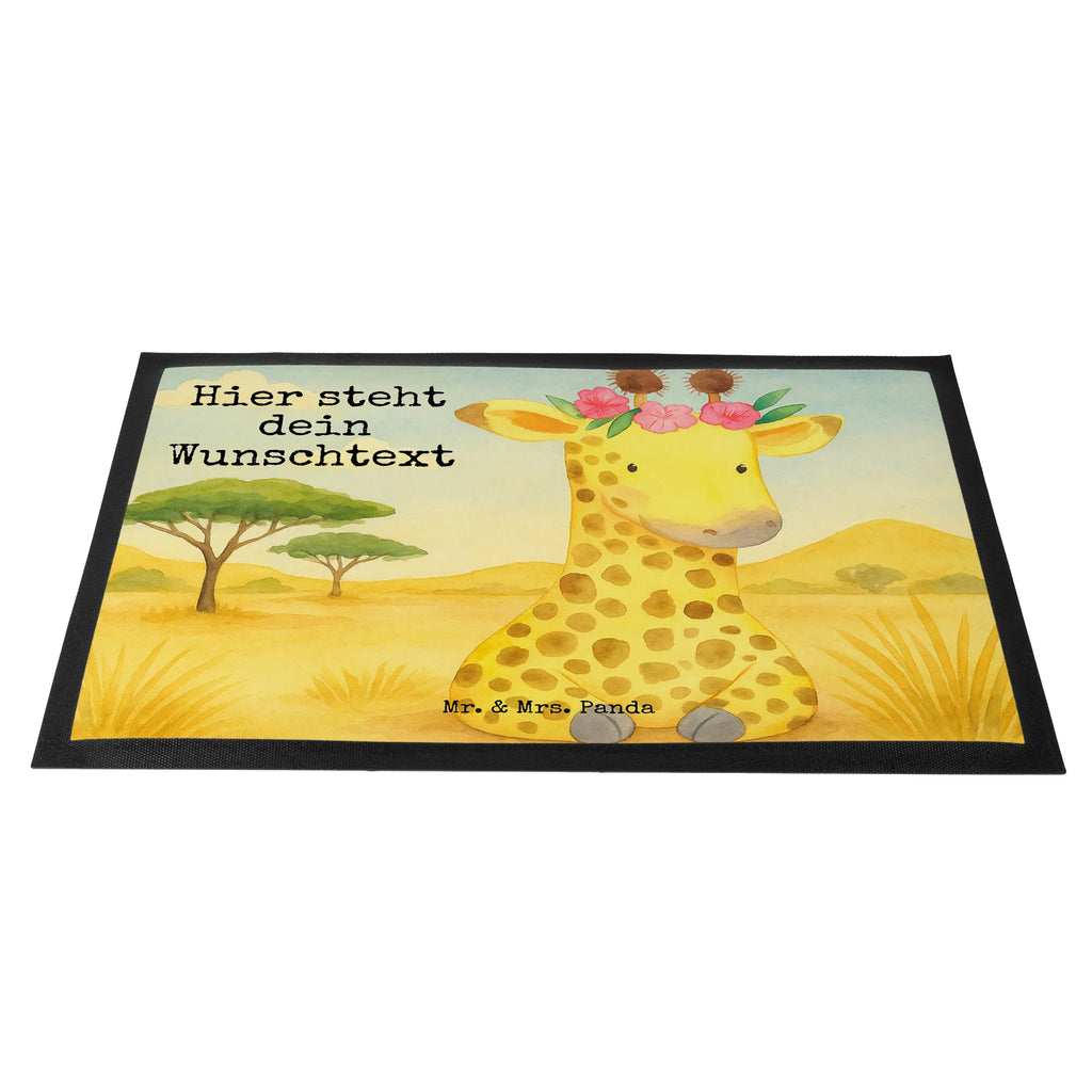 Personalisierte Fußmatte Giraffe Blumenkranz Design Fußmatte bedrucken, Türvorleger personalisiert, Personalisierte Fußmatte, Haustürmatte personalisiert, Türvorleger mit Namen, Personalisiert, Fußmatte mit Namen, Wunschnamen, Personalisieruung, Bedrucken, Namensfussmatte, Afrika, Wildtiere, Blumenkranz, Abenteurer, Giraffe, Freundin, Selbstliebe