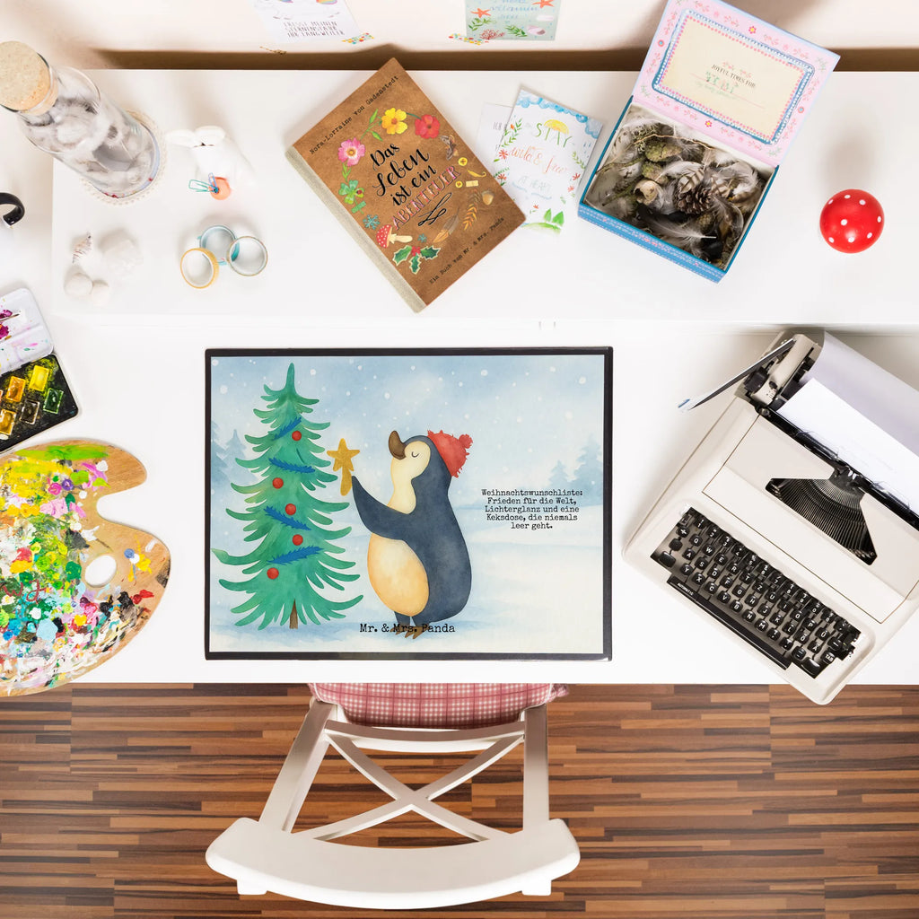 Podkładka na biurko Pingwin choinka Design Schreibunterlage, Schreibwaren, Schreibtischauflage, Schreibtisch Unterlagen, Büroartikel, Bürobedarf, Schreibtischunterlage Groß, Winter, Weihnachten, Weihnachtsdeko, Nikolaus, Advent, Heiligabend, Wintermotiv, Pinguin