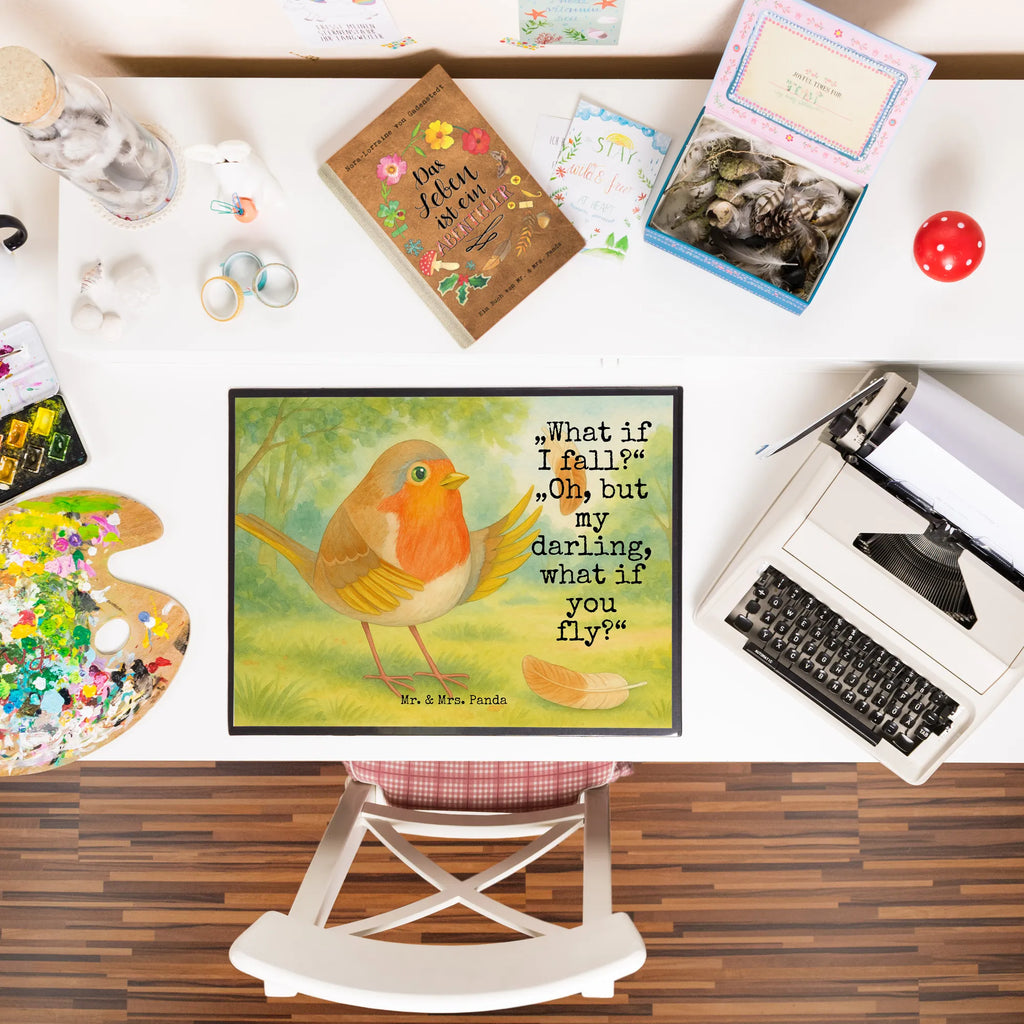 Schreibtischunterlage Rotkehlchen Federn Design Schreibtischunterlage Groß, Schreibwaren, Schreibtisch Unterlagen, Schreibtischauflage, Bürobedarf, Büroartikel, Schreibunterlage, Tiermotive, Gute Laune, lustige Sprüche, Tiere, Spruch Mut, fliegen, Motivationsbilder, Rotkehlchen, Motivation Sprüche, Spruch Motivation, Vogel, What if i fall