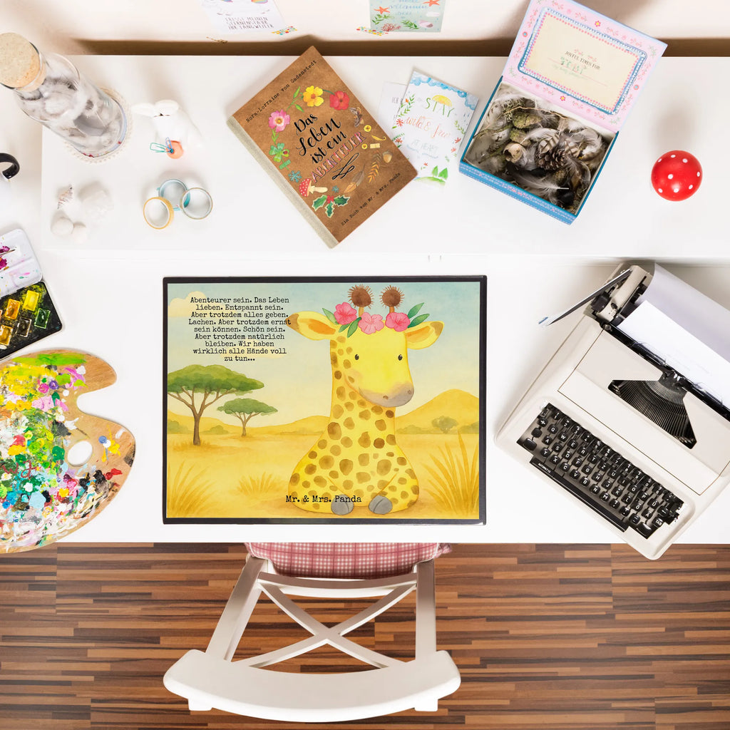 Desk pad giraffe flower wreath Design Schreibunterlage, Schreibtischauflage, Bürobedarf, Büroartikel, Schreibwaren, Schreibtisch Unterlagen, Schreibtischunterlage Groß, Afrika, Wildtiere, Giraffe, Blumenkranz, Abenteurer, Selbstliebe, Freundin