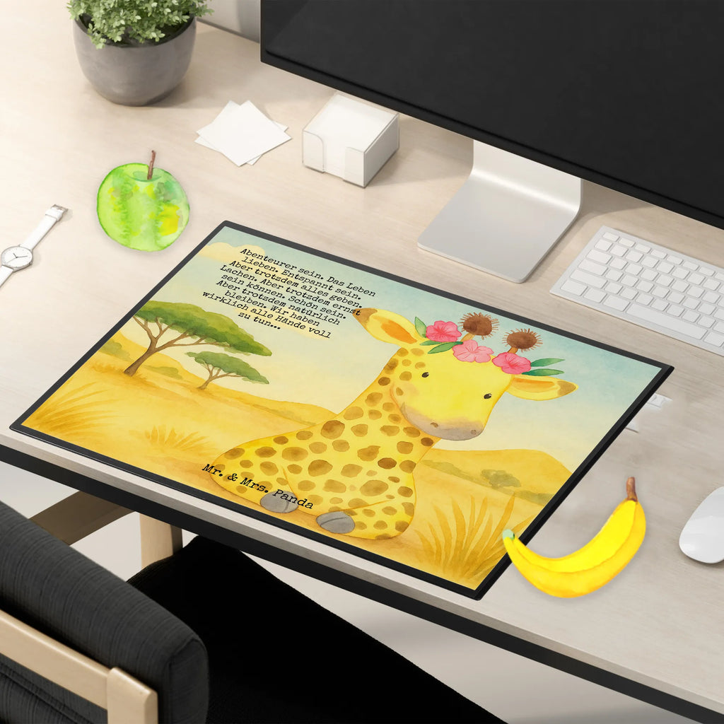 Desk pad giraffe flower wreath Design Schreibunterlage, Schreibtischauflage, Bürobedarf, Büroartikel, Schreibwaren, Schreibtisch Unterlagen, Schreibtischunterlage Groß, Afrika, Wildtiere, Giraffe, Blumenkranz, Abenteurer, Selbstliebe, Freundin