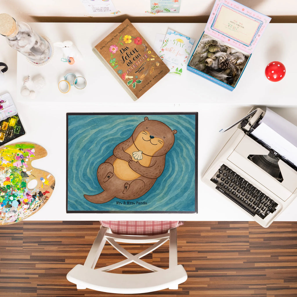 Schreibtischunterlage Otter Muschel Design Schreibwaren, Bürobedarf, Schreibunterlage, Schreibtischunterlage Groß, Schreibtischauflage, Schreibtisch Unterlagen, Büroartikel, Otter, Fischotter, Seeotter, Motivation, grübeln, Büro, Otterliebe, Tagträumen, träumen