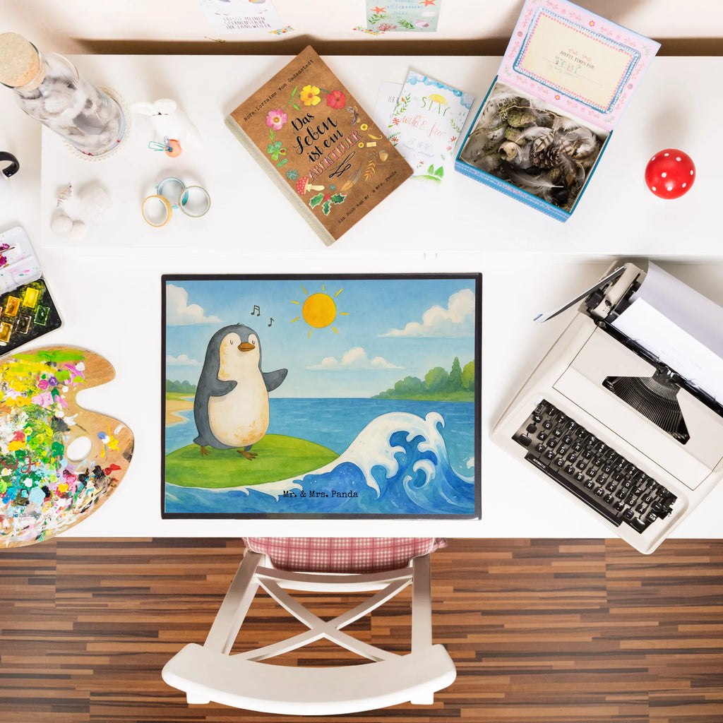 Podkładka na biurko Pingwin surfista Design Schreibunterlage, Schreibtischauflage, Bürobedarf, Büroartikel, Schreibwaren, Schreibtisch Unterlagen, Schreibtischunterlage Groß, Pinguin, Pinguine, surfen, Surfer, Hawaii, Urlaub, Wellen, Wellen reiten, Portugal