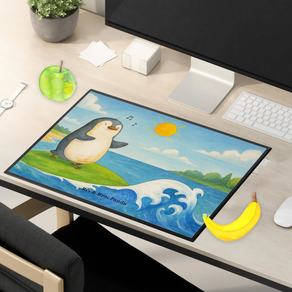 Podkładka na biurko Pingwin surfista Design Schreibunterlage, Schreibtischauflage, Bürobedarf, Büroartikel, Schreibwaren, Schreibtisch Unterlagen, Schreibtischunterlage Groß, Pinguin, Pinguine, surfen, Surfer, Hawaii, Urlaub, Wellen, Wellen reiten, Portugal
