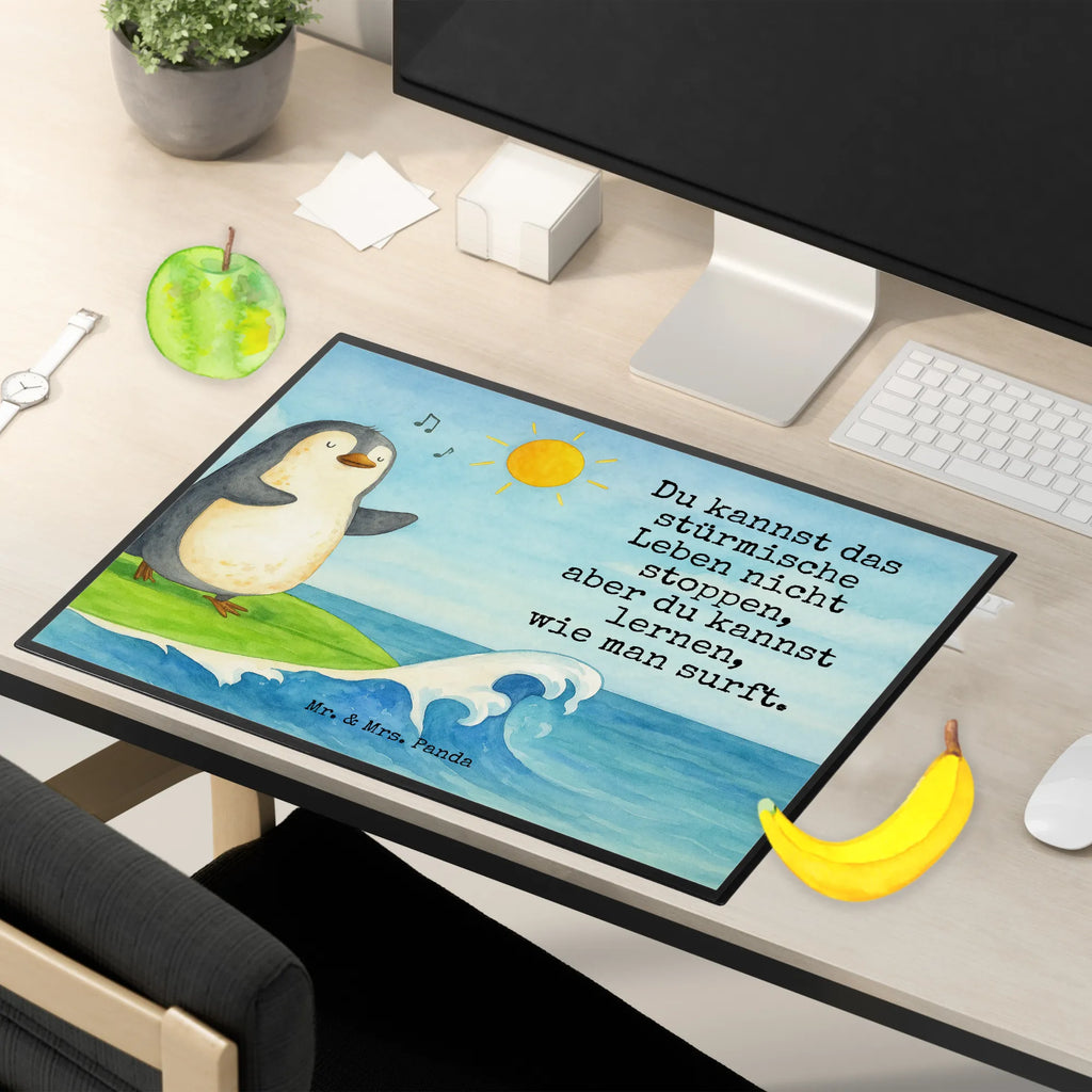 Podkładka na biurko Pingwin surfista Design Schreibunterlage, Schreibtischauflage, Bürobedarf, Büroartikel, Schreibwaren, Schreibtisch Unterlagen, Schreibtischunterlage Groß, Pinguin, Pinguine, surfen, Surfer, Hawaii, Urlaub, Wellen, Wellen reiten, Portugal