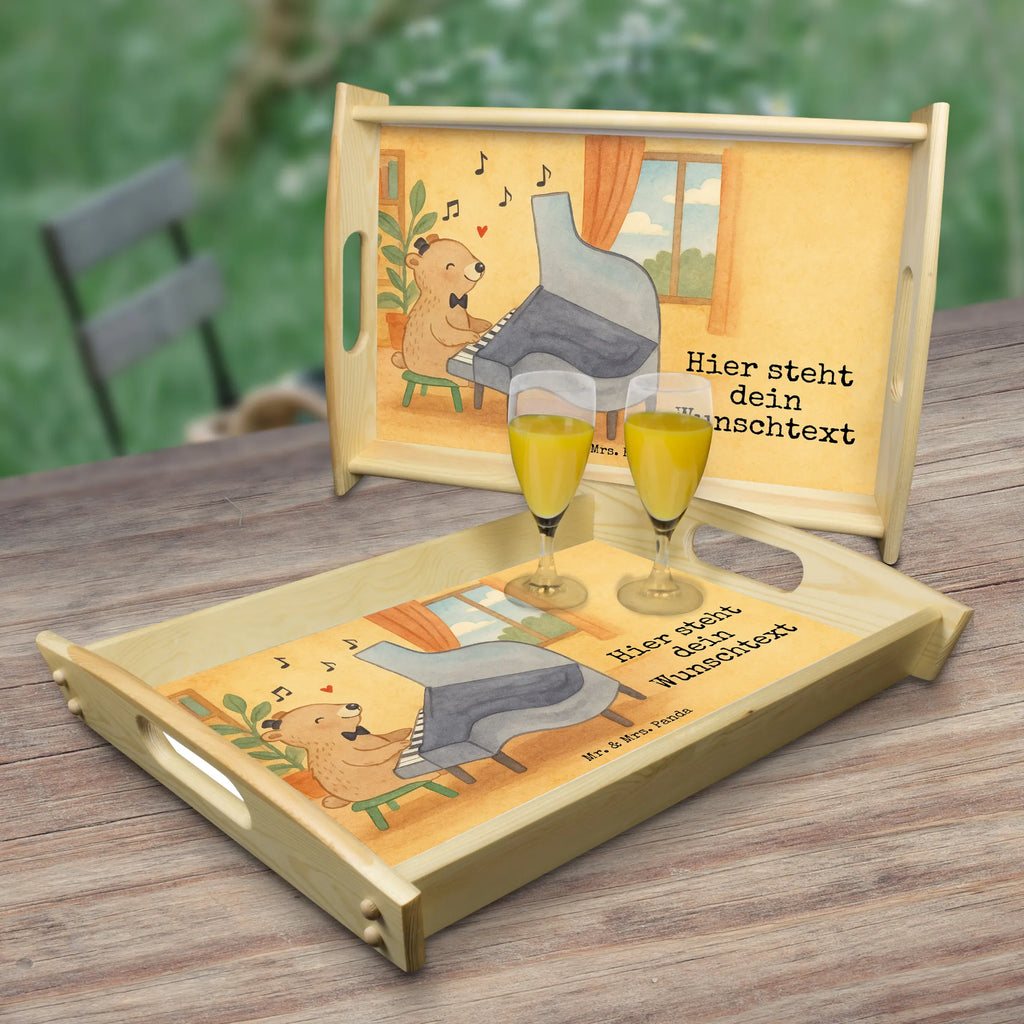 Personalisiertes Serviertablett Bär Klavier Design Personalisiertes Tablett, Personalisiertes Küchentablett, Personalisiertes Frühstückstablett, Tablett mit Namen, Personalisiertes Serviertablett, Personalisiertes Holztablett, Personalisiertes Dekotablett, Serviertablett mit Namen, Instrumente, Geschenke Musiker, Musikliebhaber, Pianist, Flügel, Bär, Klavier, Klassik, Konzert