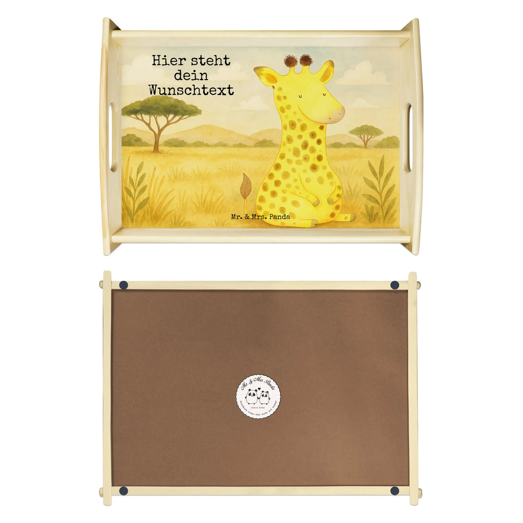 Personalisiertes Serviertablett Giraffe Zufrieden Design Tablett mit Namen, Personalisiertes Dekotablett, Personalisiertes Tablett, Personalisiertes Küchentablett, Personalisiertes Holztablett, Personalisiertes Frühstückstablett, Serviertablett mit Namen, Personalisiertes Serviertablett, Afrika, Wildtiere, Abenteuer, Zufrieden, Glück, Giraffe