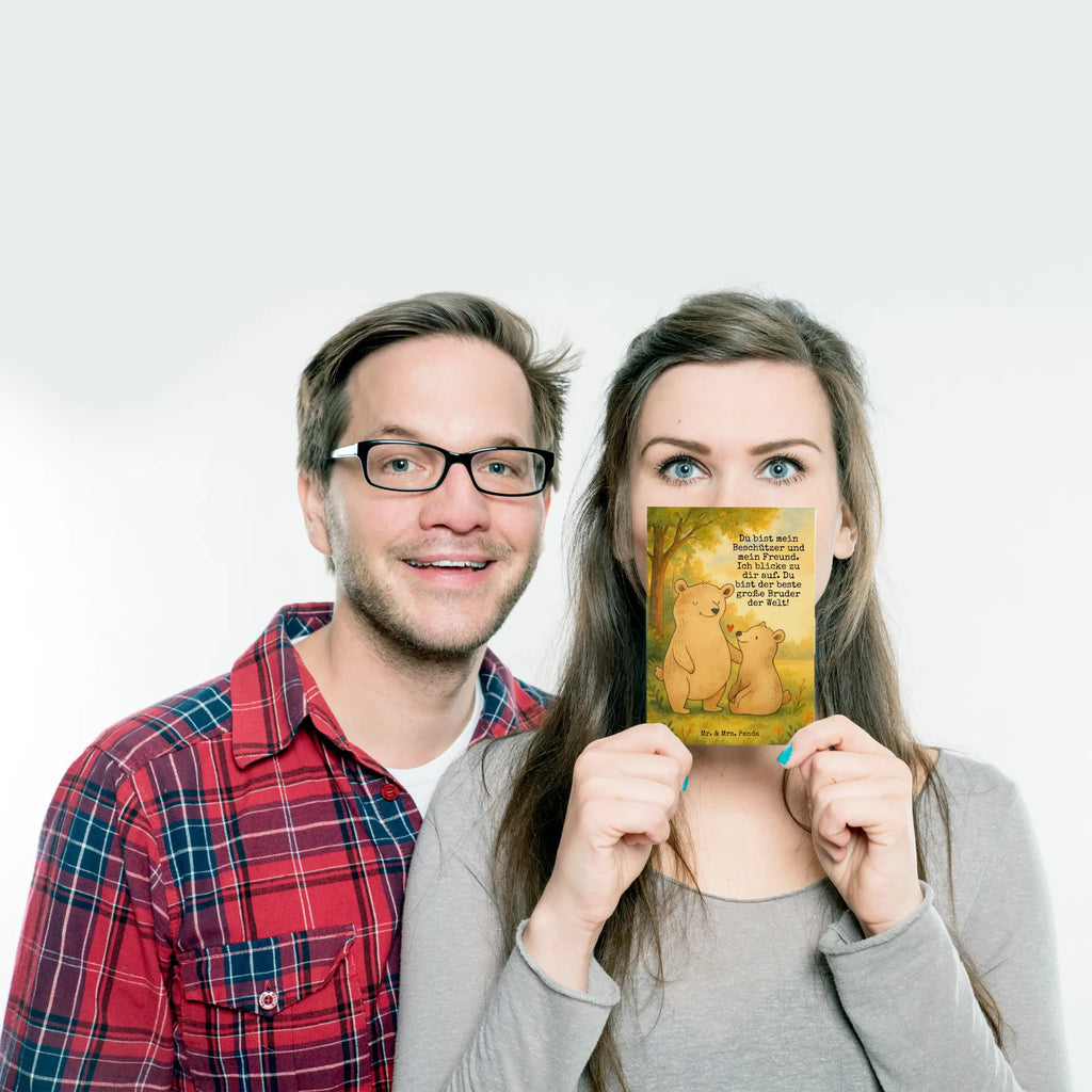 Postcard bear Big Brother Design Postkarte, Einladungskarte, Ansichtskarten, Karte, Einladungskarten Geburtstag, Geburtstagskarte, Dankeskarte, Grußkarte, Geschenkkarte, Einladung, Einladung Geburtstag, Ansichtskarte, Familie, Vatertag, Muttertag, Bruder, Schwester, Mama, Papa, Oma, Opa, Brudi, Bären, Großer Bruder, Geschwister, Bär, bester Bruder