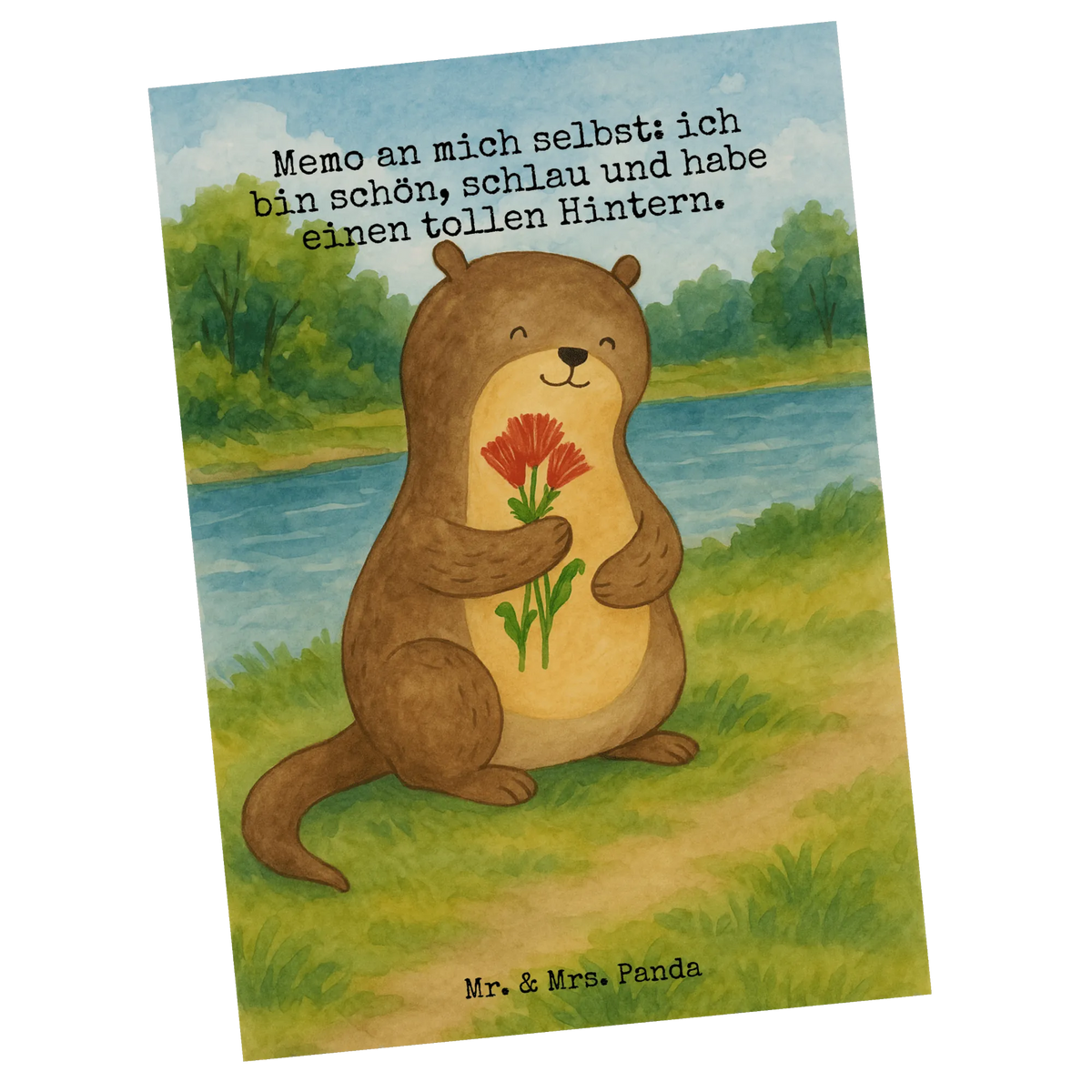 Postkarte Otter Blumenstrauß Design Fotokarte, Grußkarte, Ansichtskarte, kunstkarte, einzelkarte, spruchkarte, Postkarte, Postkarten, Ansichtskarten, bildkarte, Kunstkarten, Designkarte, Motivkarte, Otter, Fischotter, Seeotter, Otter Seeotter See Otter