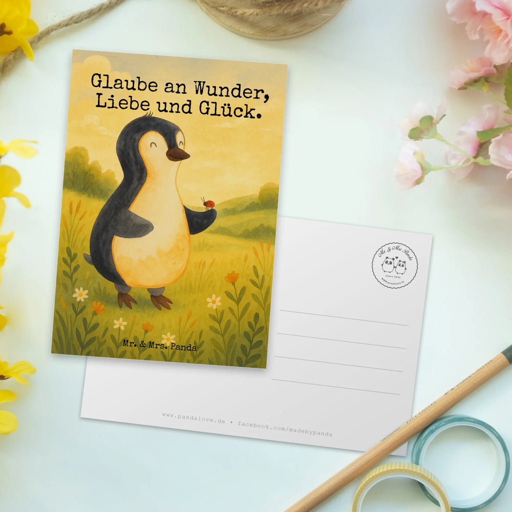 Postcard Penguin ladybug Design North Pole, Penguins, wonder, penguins, joy of life, joy, ladybird