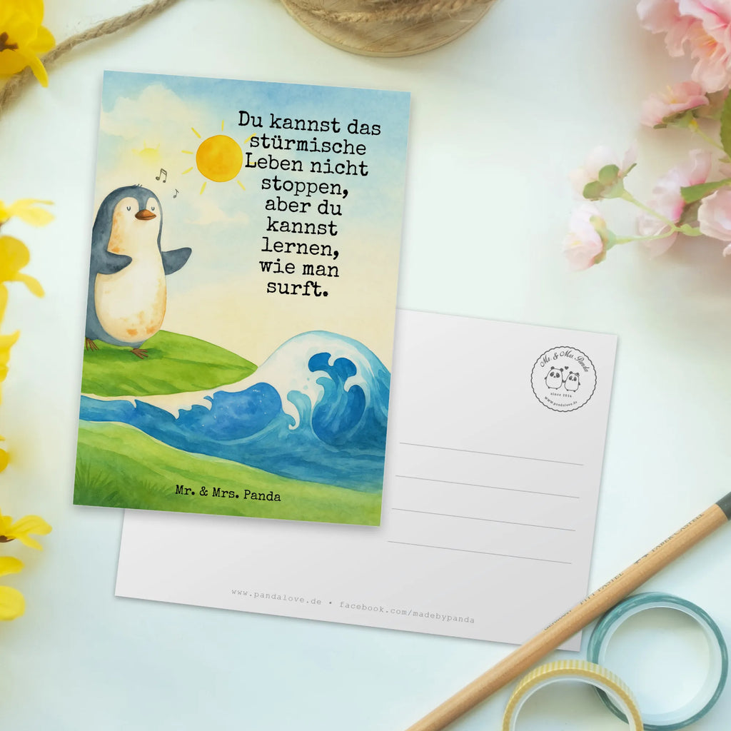 Postcard Penguin surfer Design North Pole, Penguins, penguins, waves, surfing, surfers, wave riding, holidays