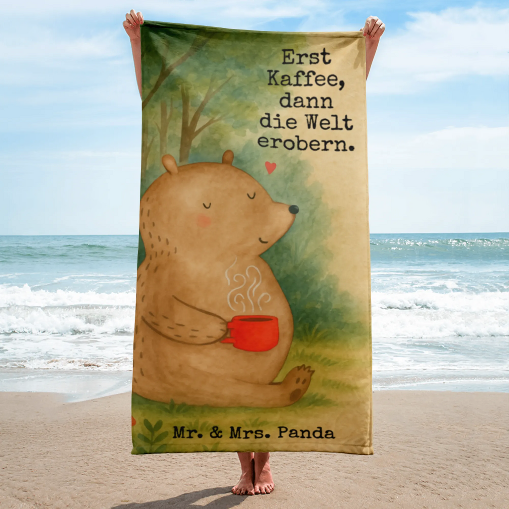 XL bath towel Niedźwiedź kawa Design Handtuch, Badetuch, Duschtuch, Strandtuch, Saunatuch, Bär, Teddy, Teddybär, Kaffee, Coffee, Bären, guten Morgen, Morgenroutine, Welt erobern, Welt retten, Motivation