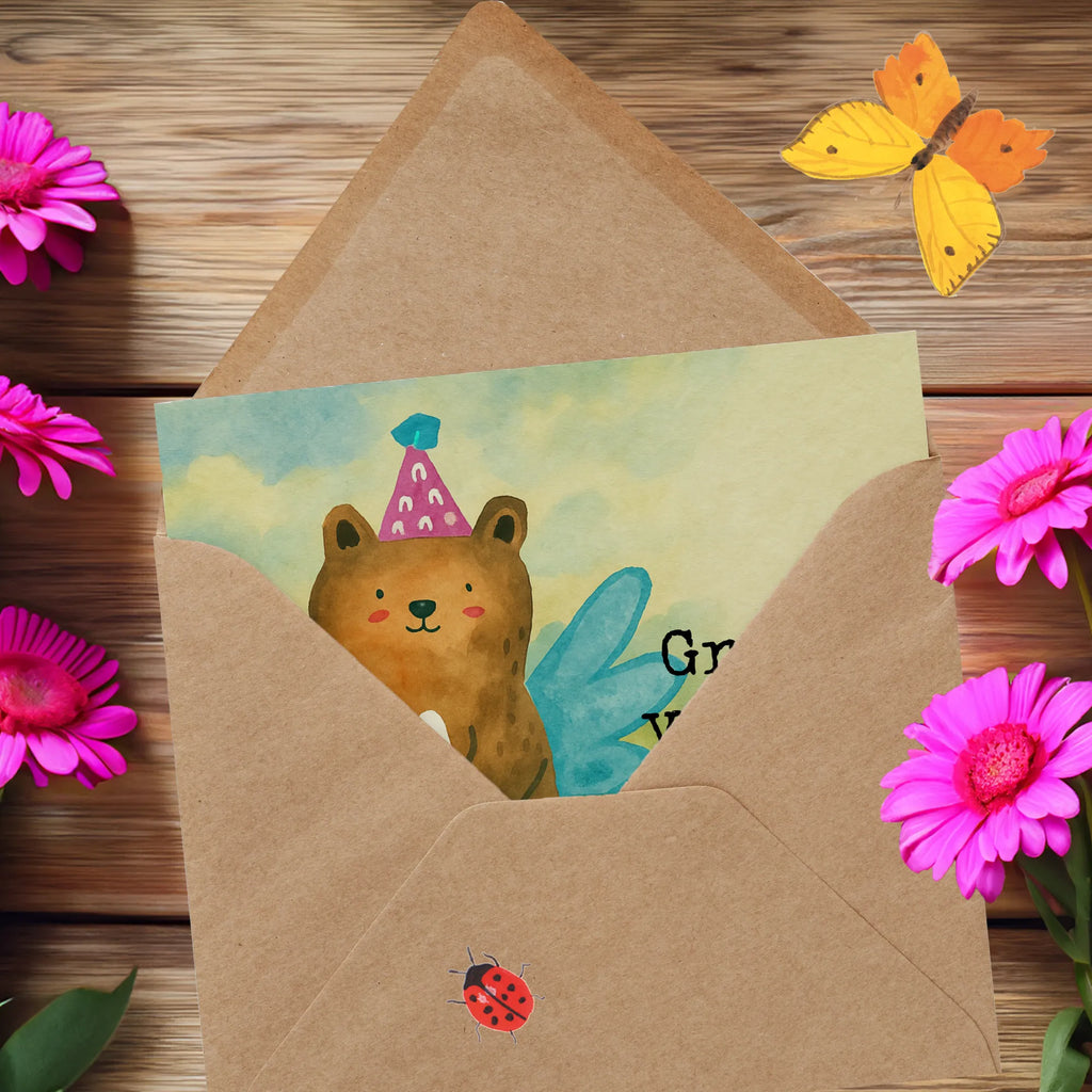 Deluxe Karte Bär Zahnfee Design Karte, Grußkarte, Klappkarte, Einladungskarte, Glückwunschkarte, Hochzeitskarte, Geburtstagskarte, Hochwertige Grußkarte, Hochwertige Klappkarte, Bär, Teddy, Teddybär, Zahnfee, Fee, Milchzahn, Erster Zahn