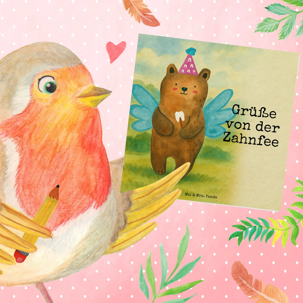 Deluxe Karte Bär Zahnfee Design Karte, Grußkarte, Klappkarte, Einladungskarte, Glückwunschkarte, Hochzeitskarte, Geburtstagskarte, Hochwertige Grußkarte, Hochwertige Klappkarte, Bär, Teddy, Teddybär, Zahnfee, Fee, Milchzahn, Erster Zahn