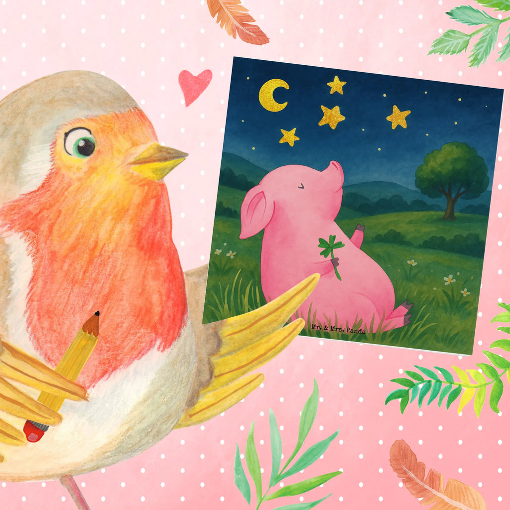 Deluxe Karte Schwein Glück Design Karte, Grußkarte, Klappkarte, Einladungskarte, Glückwunschkarte, Hochzeitskarte, Geburtstagskarte, Hochwertige Grußkarte, Hochwertige Klappkarte, Tiermotive, Gute Laune, lustige Sprüche, Tiere, Glücksschwein. Glück, Schwein, Schweinchen, Sterne, Sernchen, Ziele, Träume, Motivation, Glücksbringer