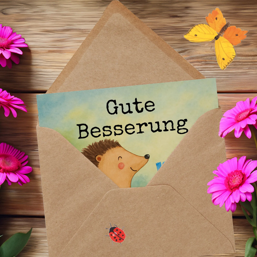 Deluxe Karte Igel Blumen Design Karte, Grußkarte, Klappkarte, Einladungskarte, Glückwunschkarte, Hochzeitskarte, Geburtstagskarte, Hochwertige Grußkarte, Hochwertige Klappkarte, Tiermotive, Gute Laune, lustige Sprüche, Tiere, Igel, Gute Besserung, Genesungswünsche, Krankheit, Krankenhaus, krank, Besuch