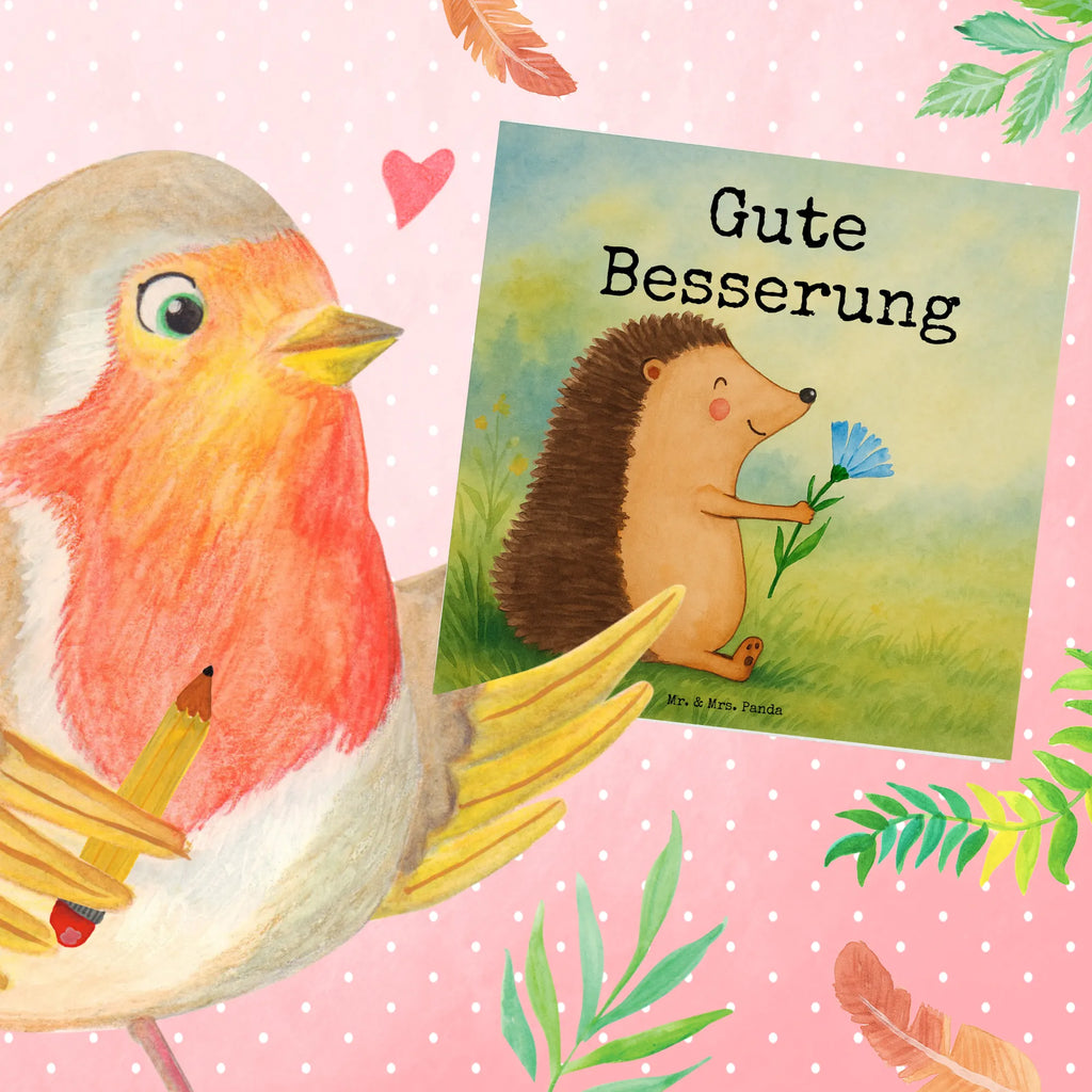 Deluxe Karte Igel Blumen Design Karte, Grußkarte, Klappkarte, Einladungskarte, Glückwunschkarte, Hochzeitskarte, Geburtstagskarte, Hochwertige Grußkarte, Hochwertige Klappkarte, Tiermotive, Gute Laune, lustige Sprüche, Tiere, Igel, Gute Besserung, Genesungswünsche, Krankheit, Krankenhaus, krank, Besuch